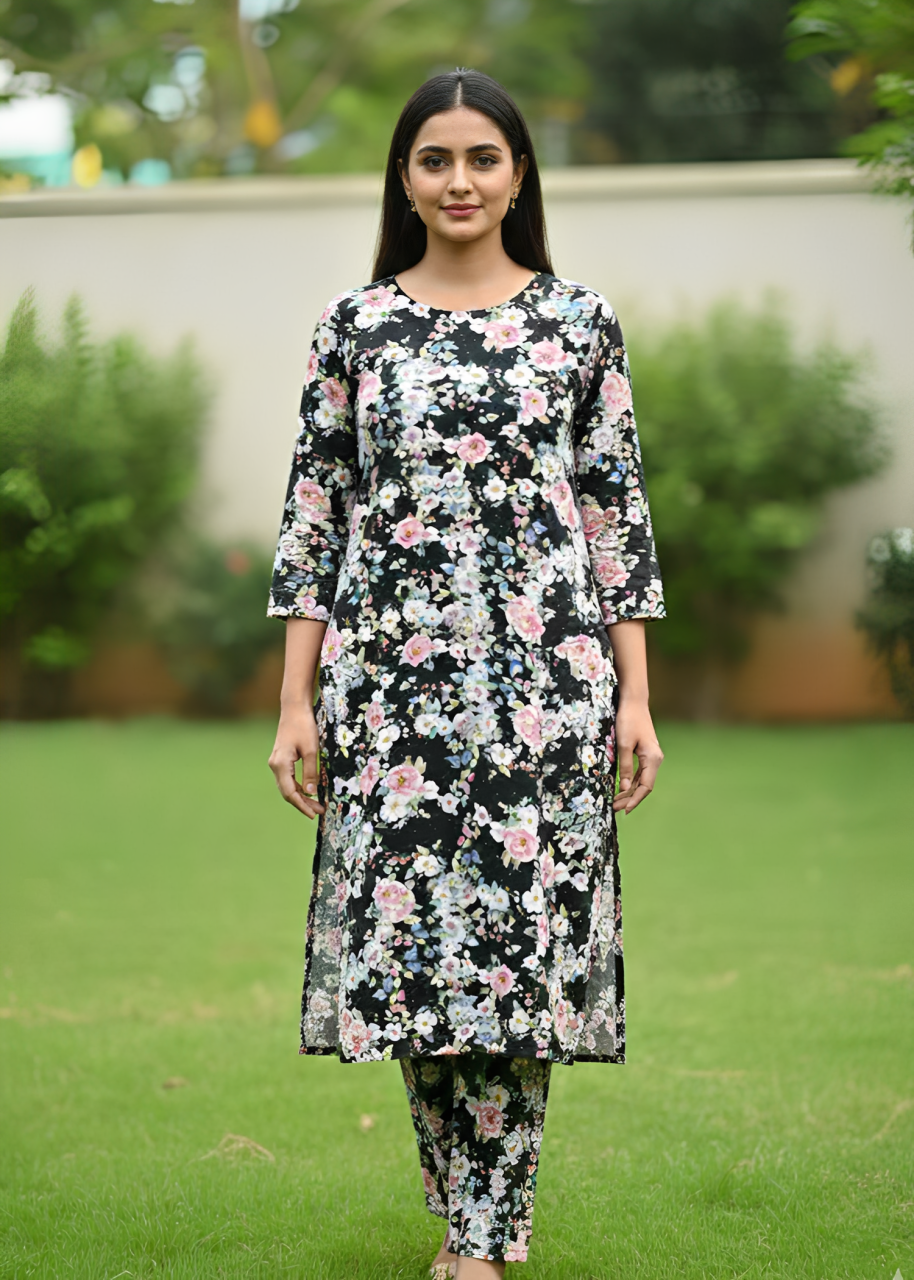 cotton Co Ord Sets in Black, white