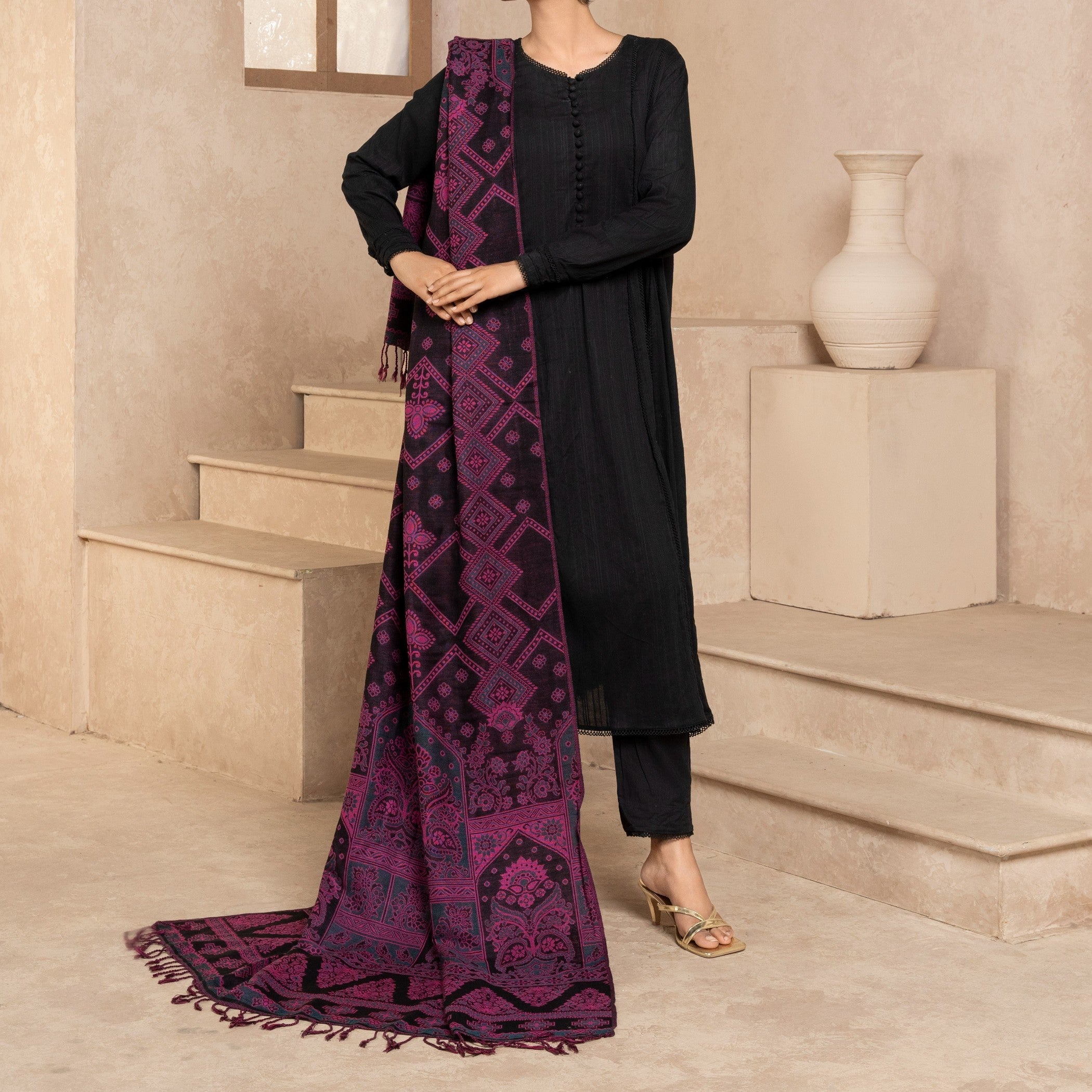 Shawl in Fuchsia Color by - Trendy Women Shawl SMU4980