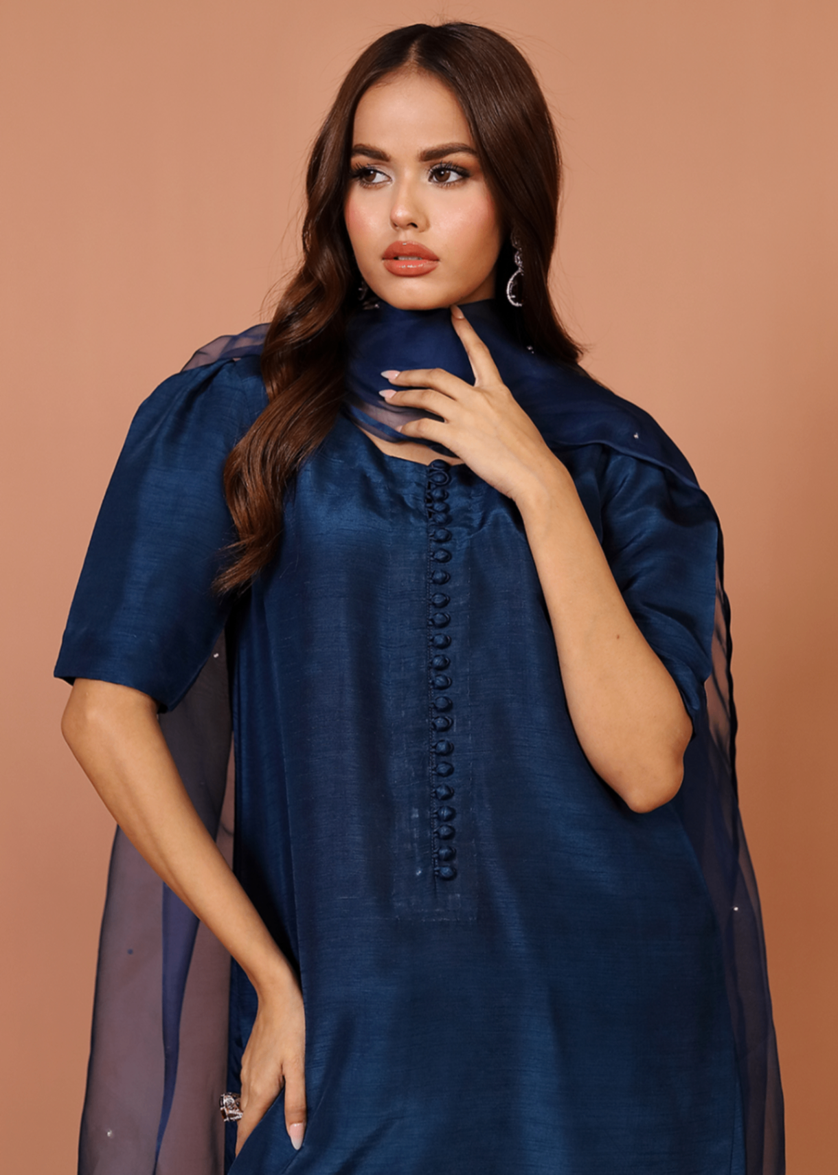 indian raw silk Kurta Set in Blue