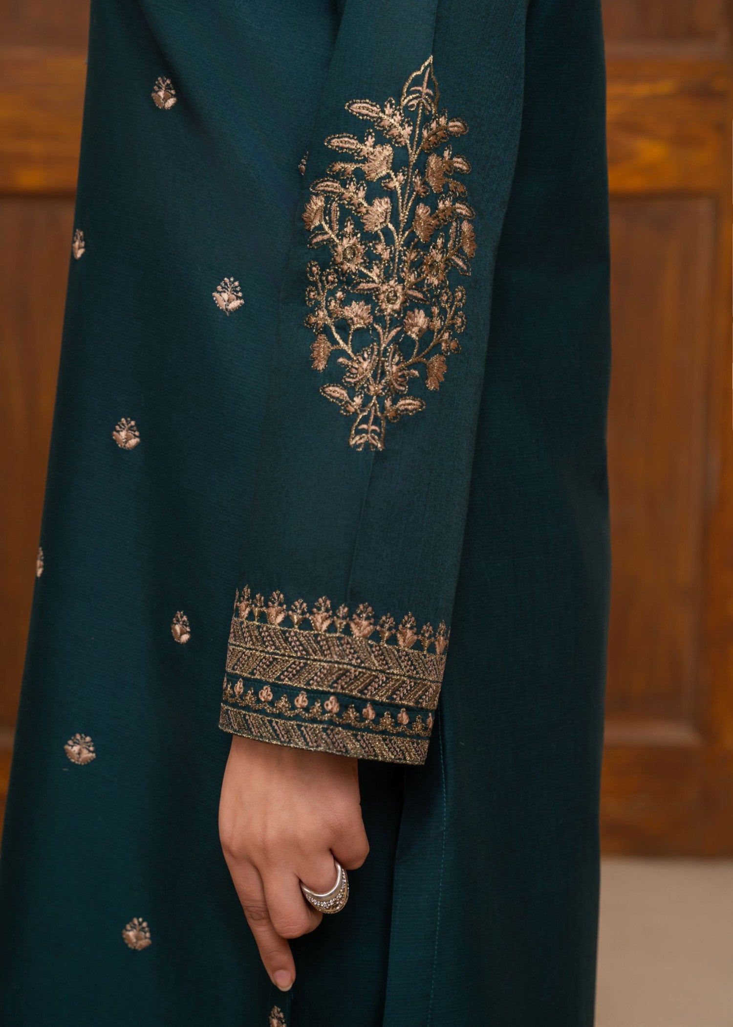 cotton Kurta Set in Bottle green