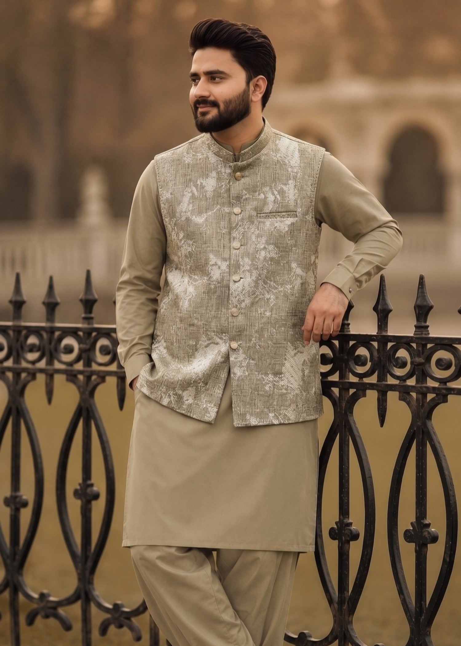 suiting Waistcoat in Sage green by The Great Masters (TGM)