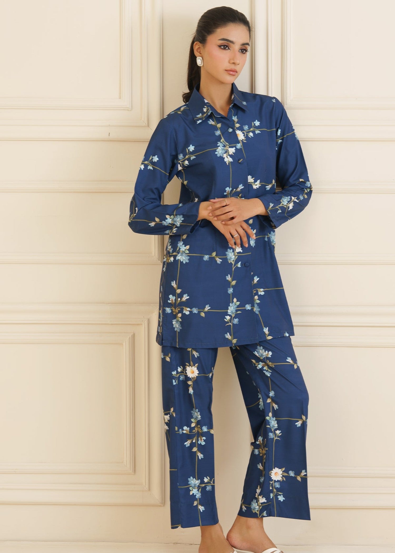 crepe Co ord Sets in Blue