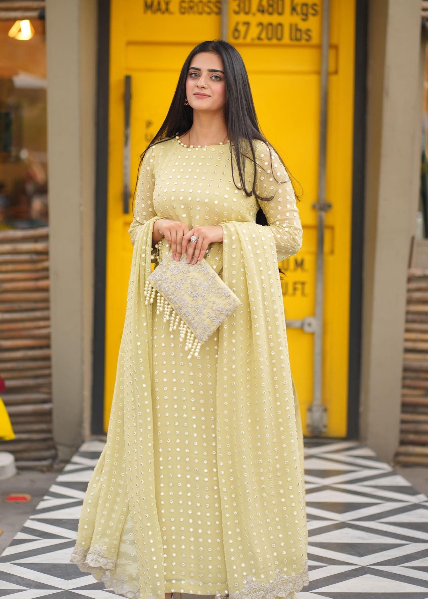 chikankari cotton Kurta Set in Key lime