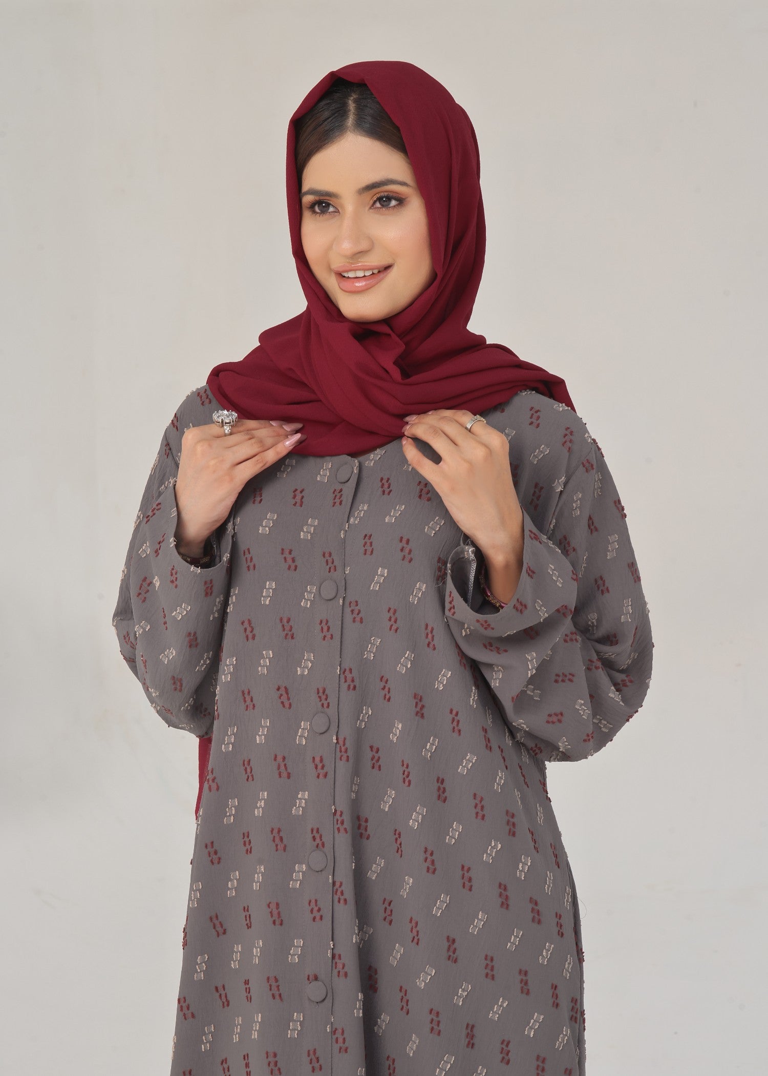 polyester Abaya in Grey