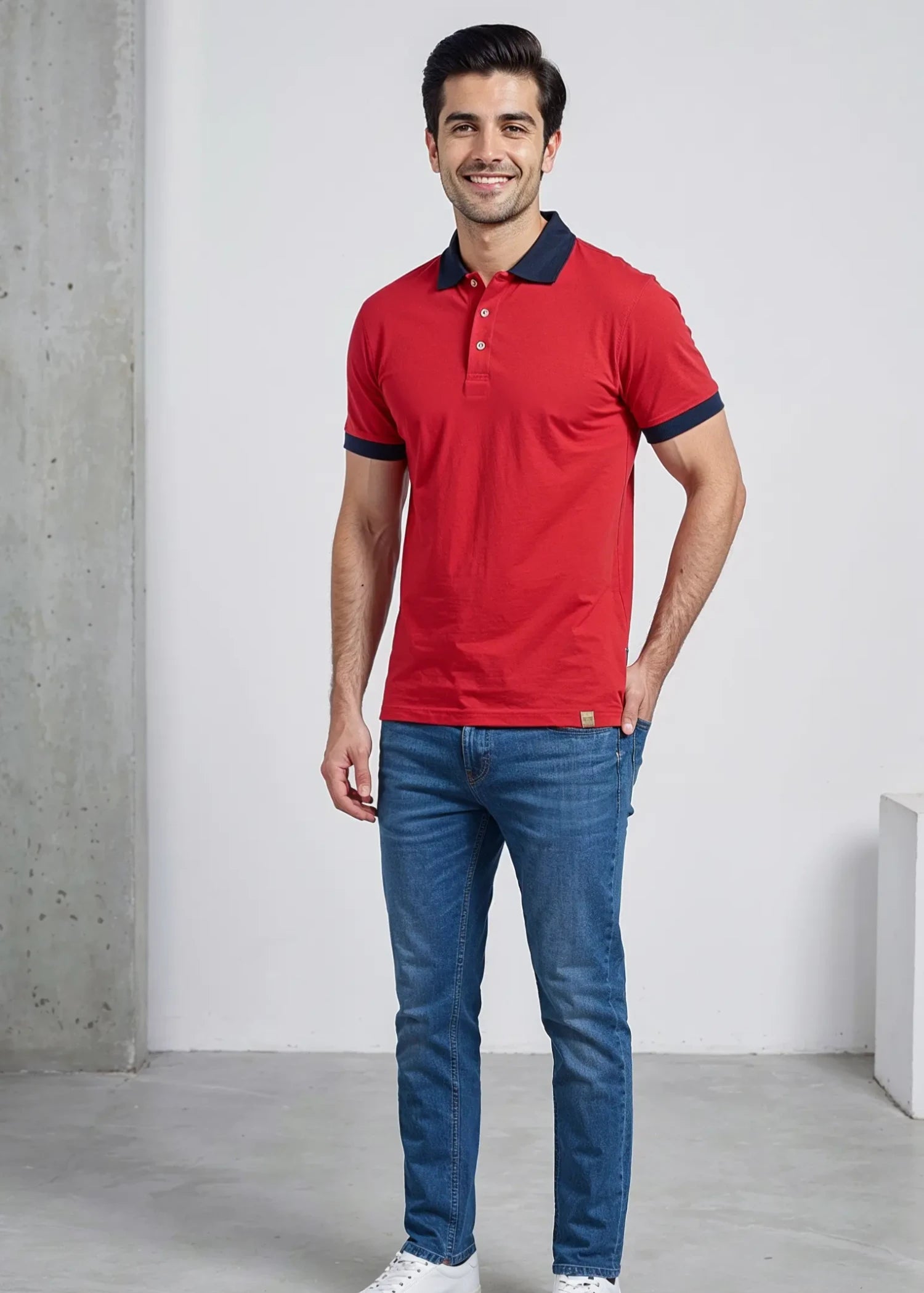 polycotton Polo Shirt in Red
