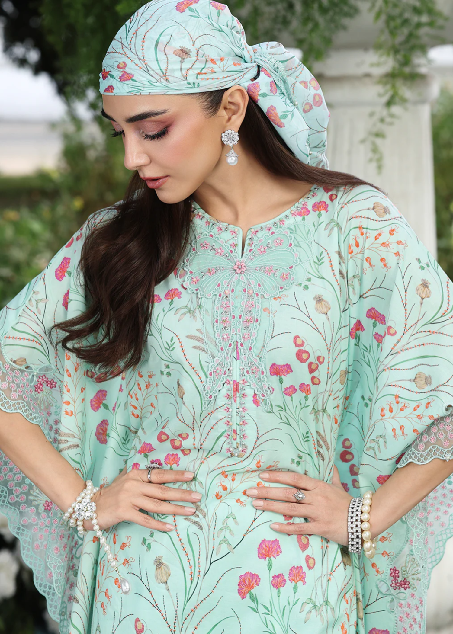lawn Kaftan in Aquamarine