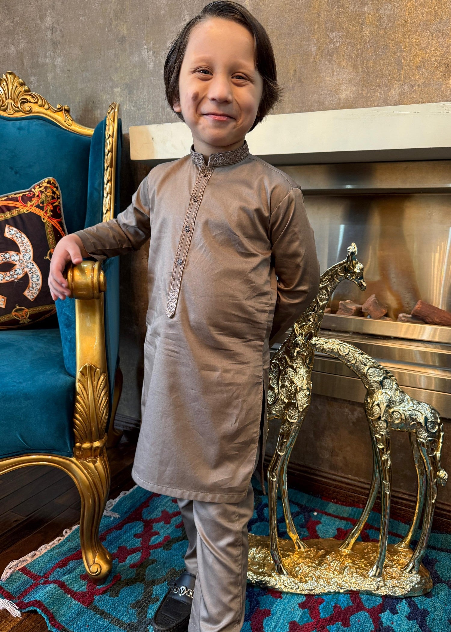 cotton Kurta Set in Almond brown