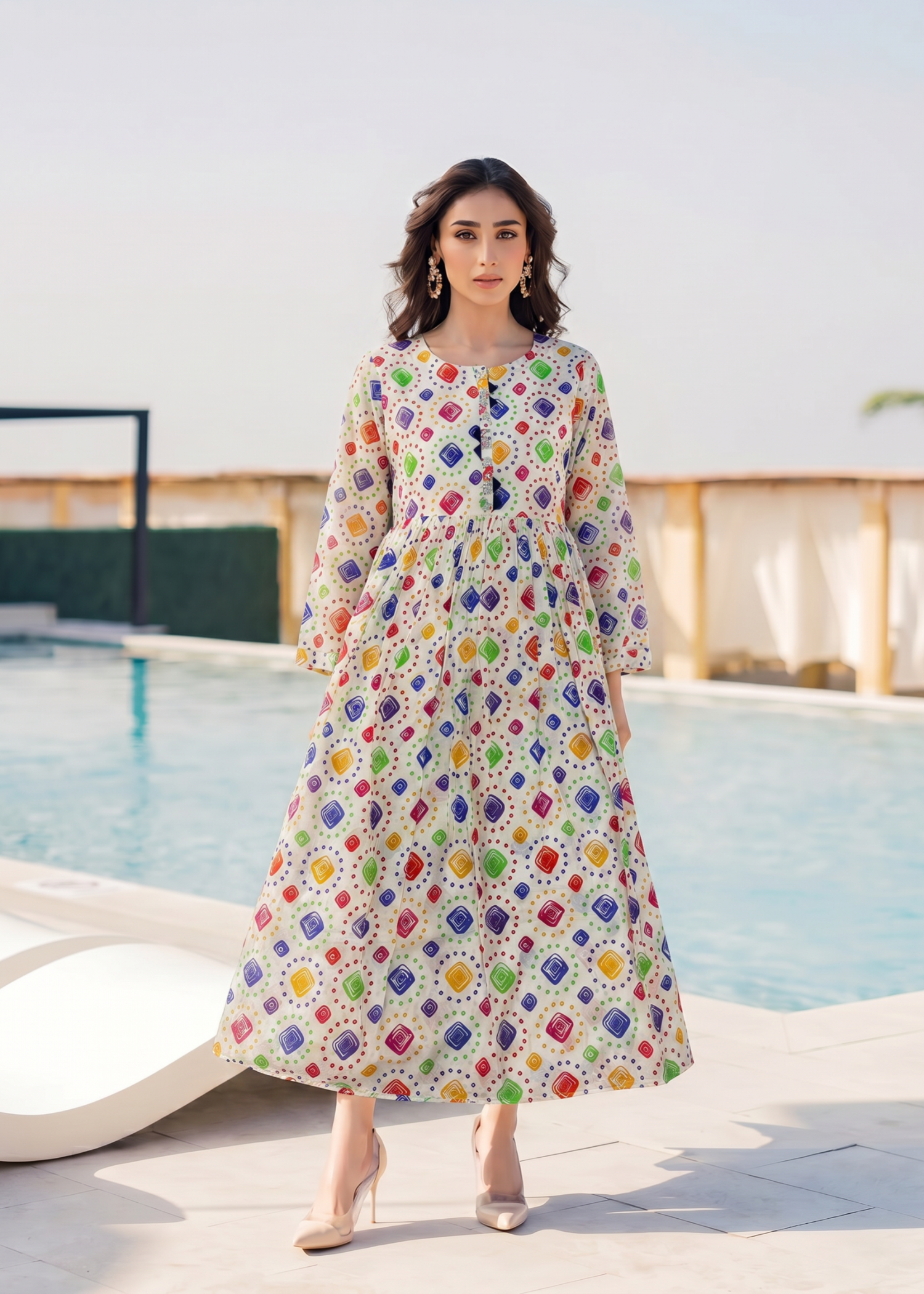 lawn Maxi in Floral white