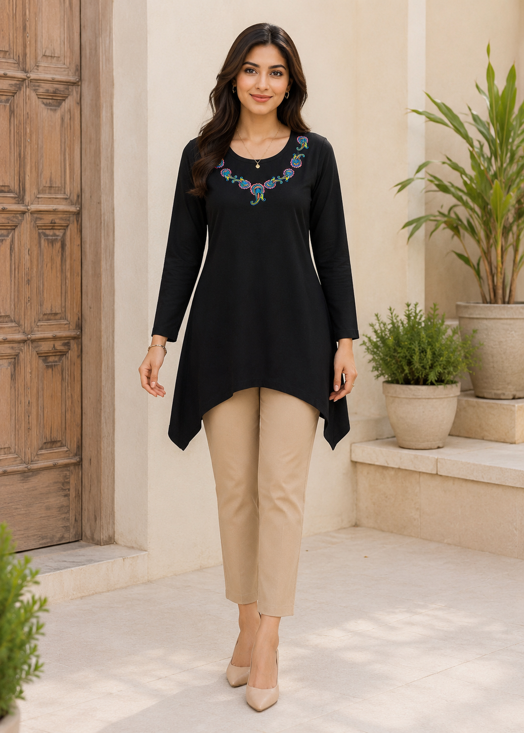 single jersey knit Top in Black