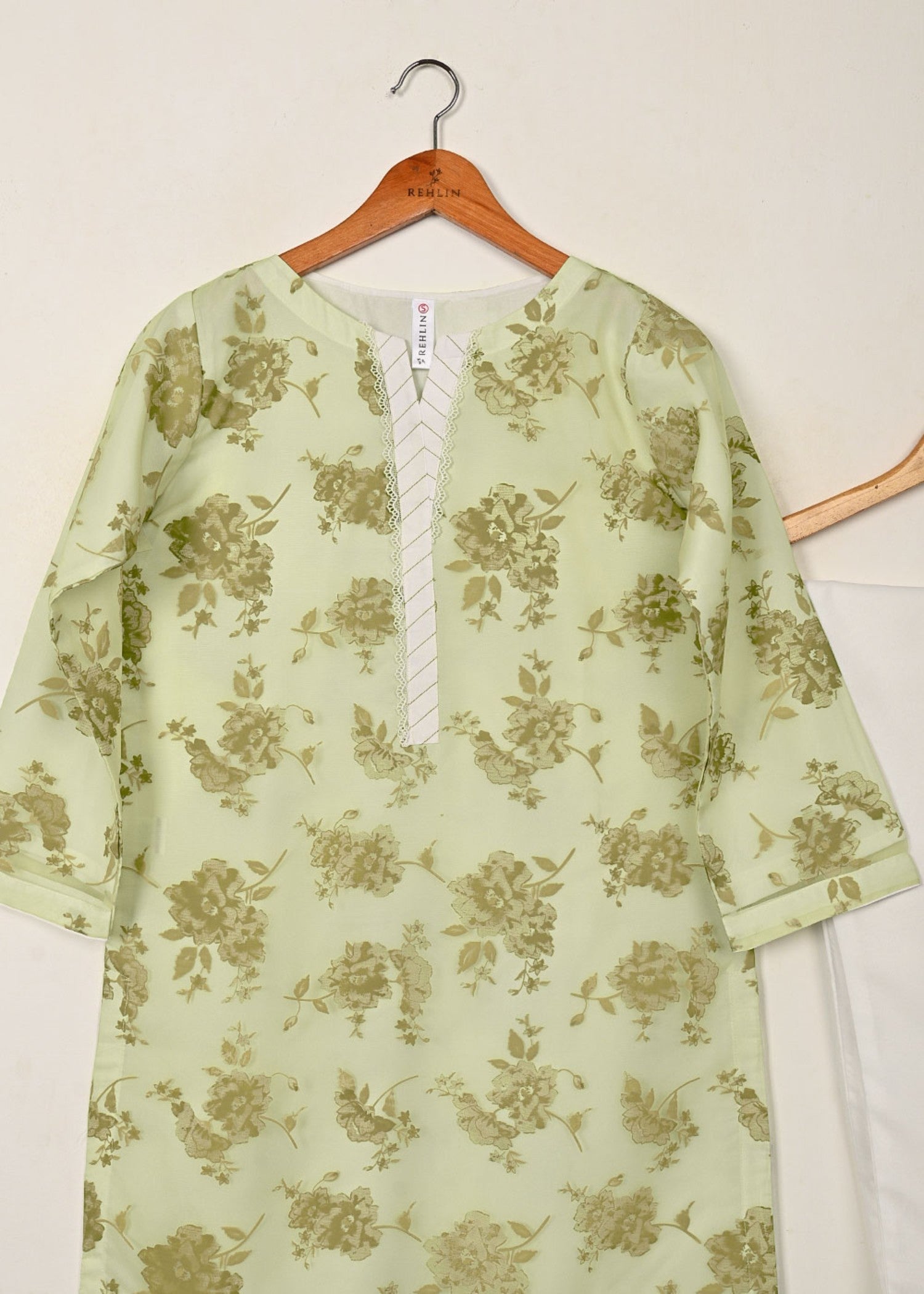 organza Kurta Set in Forest green, olive green