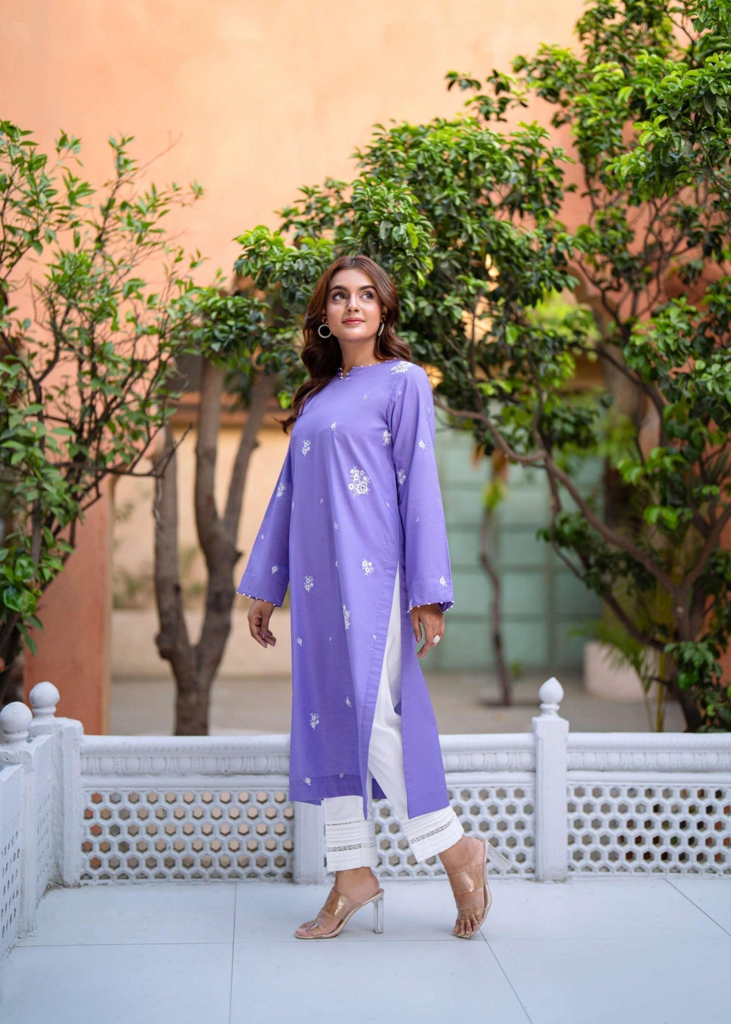 lawn Kurta Set in Heather