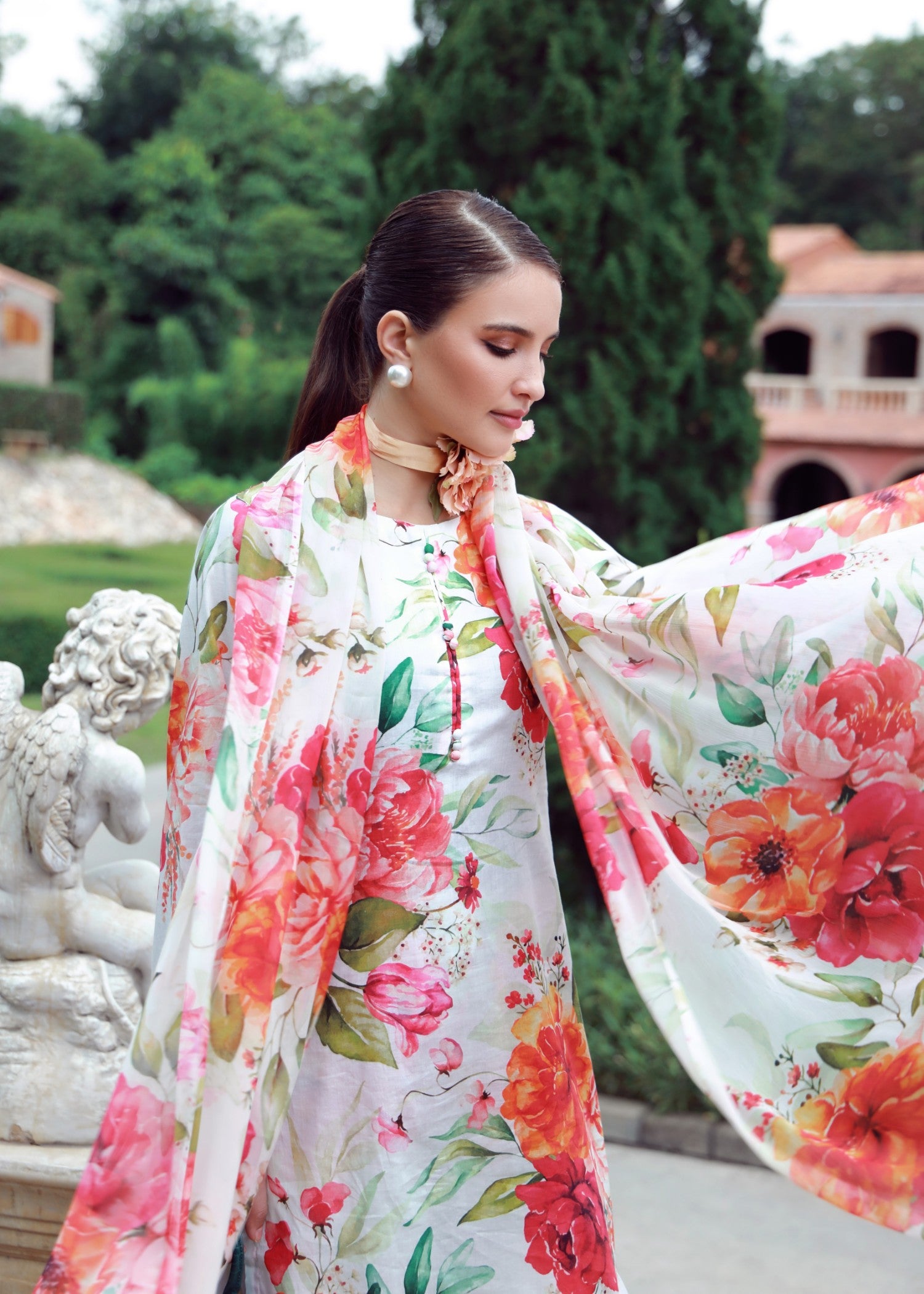 lawn Sharara in White