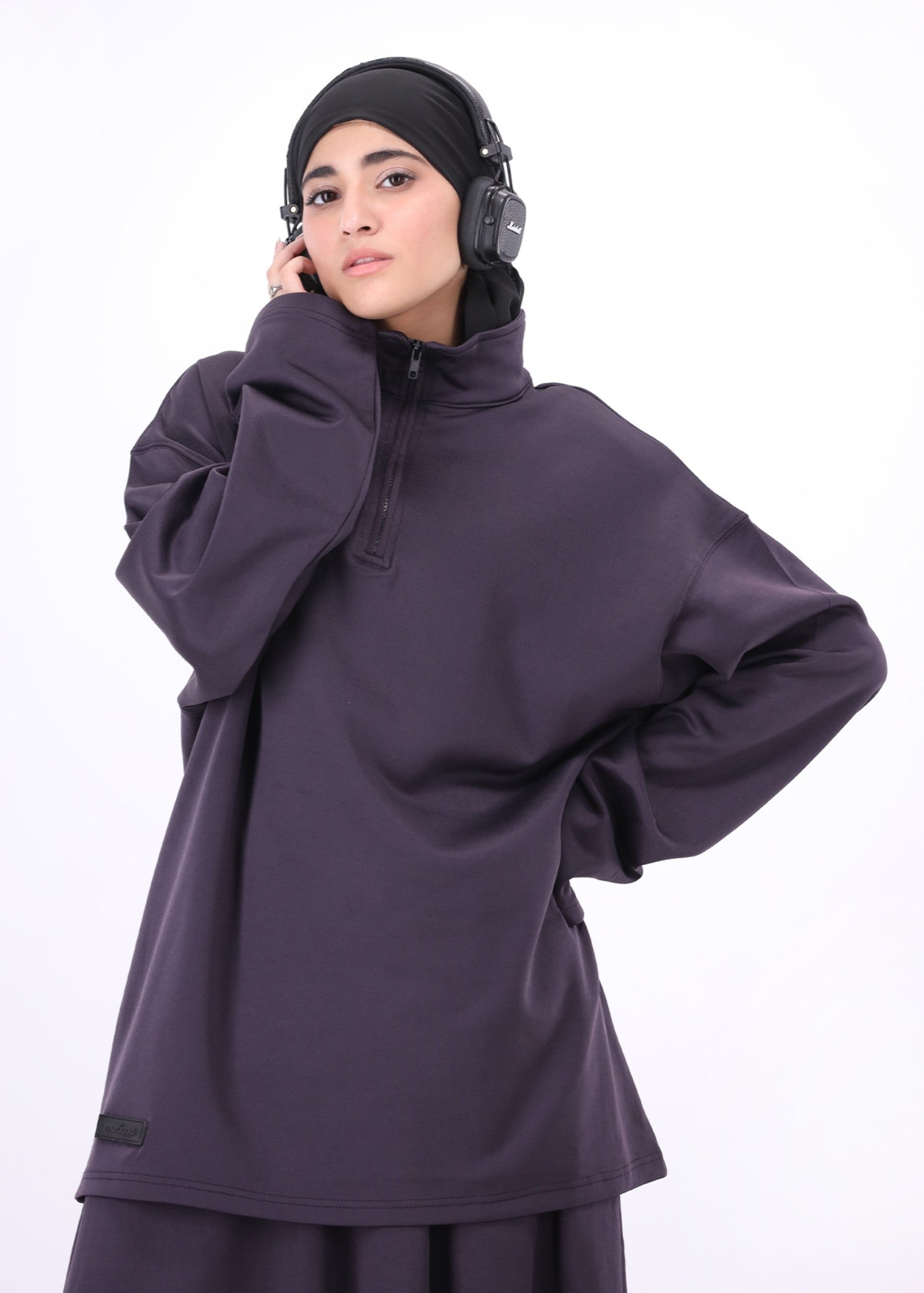 interlock knit Skirt in Egg plant