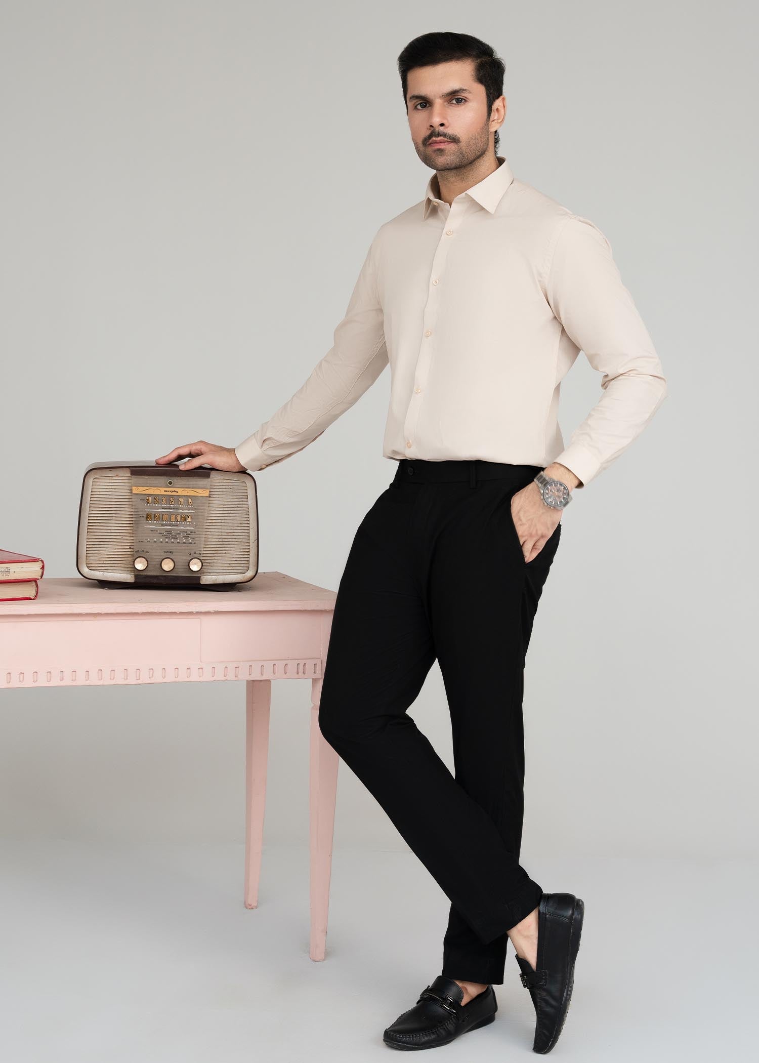 cotton Formal Shirt in Peach pink