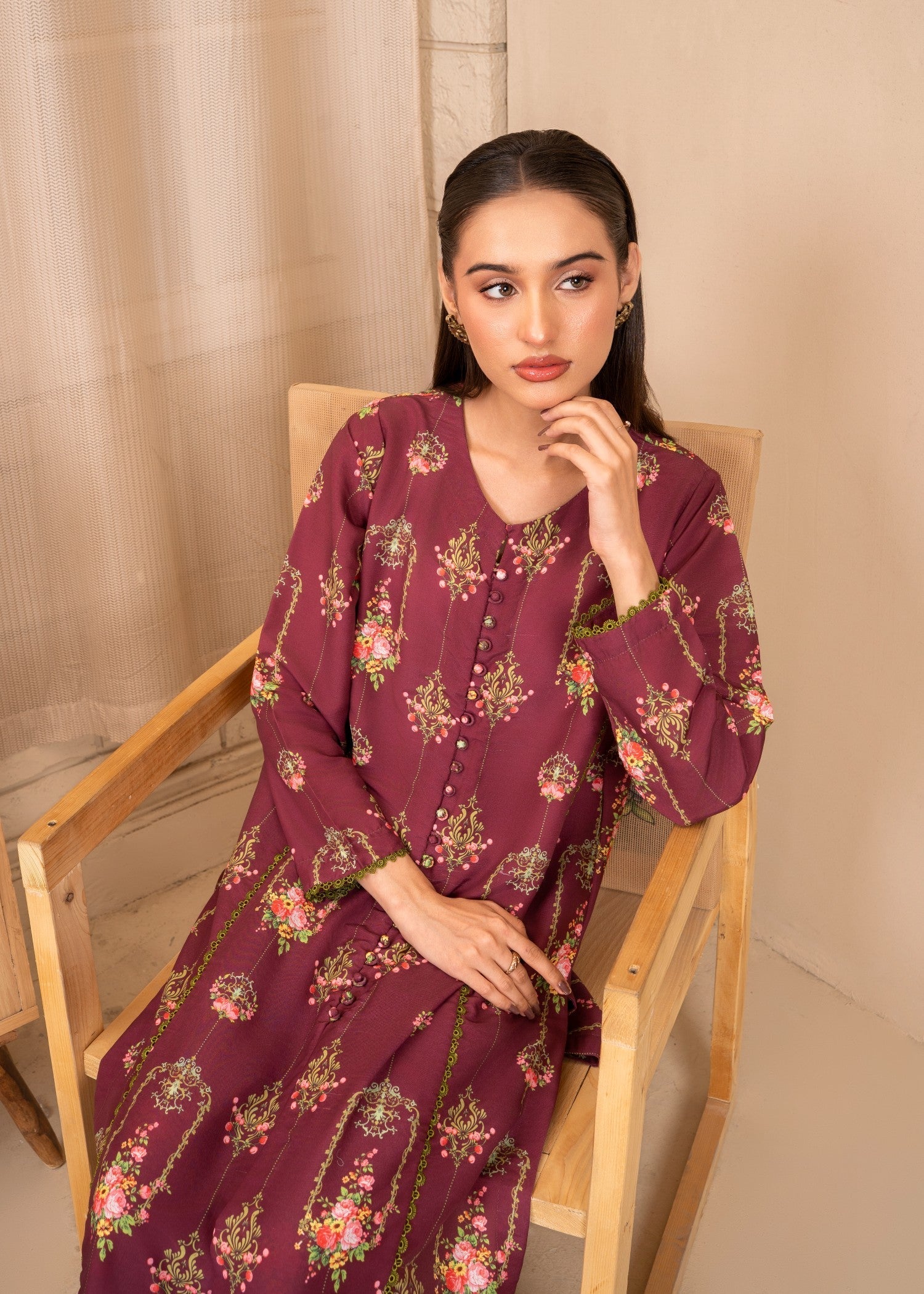 cambric Co Ord Sets in Burgundy