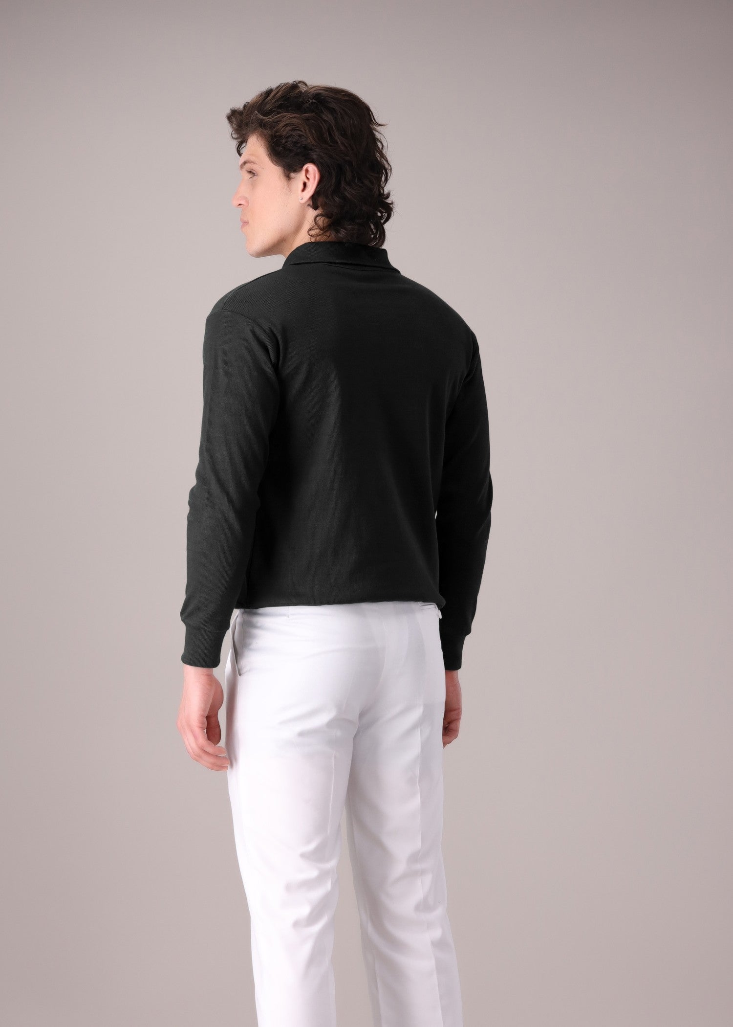 cotton Polo Shirt in Black by Omh