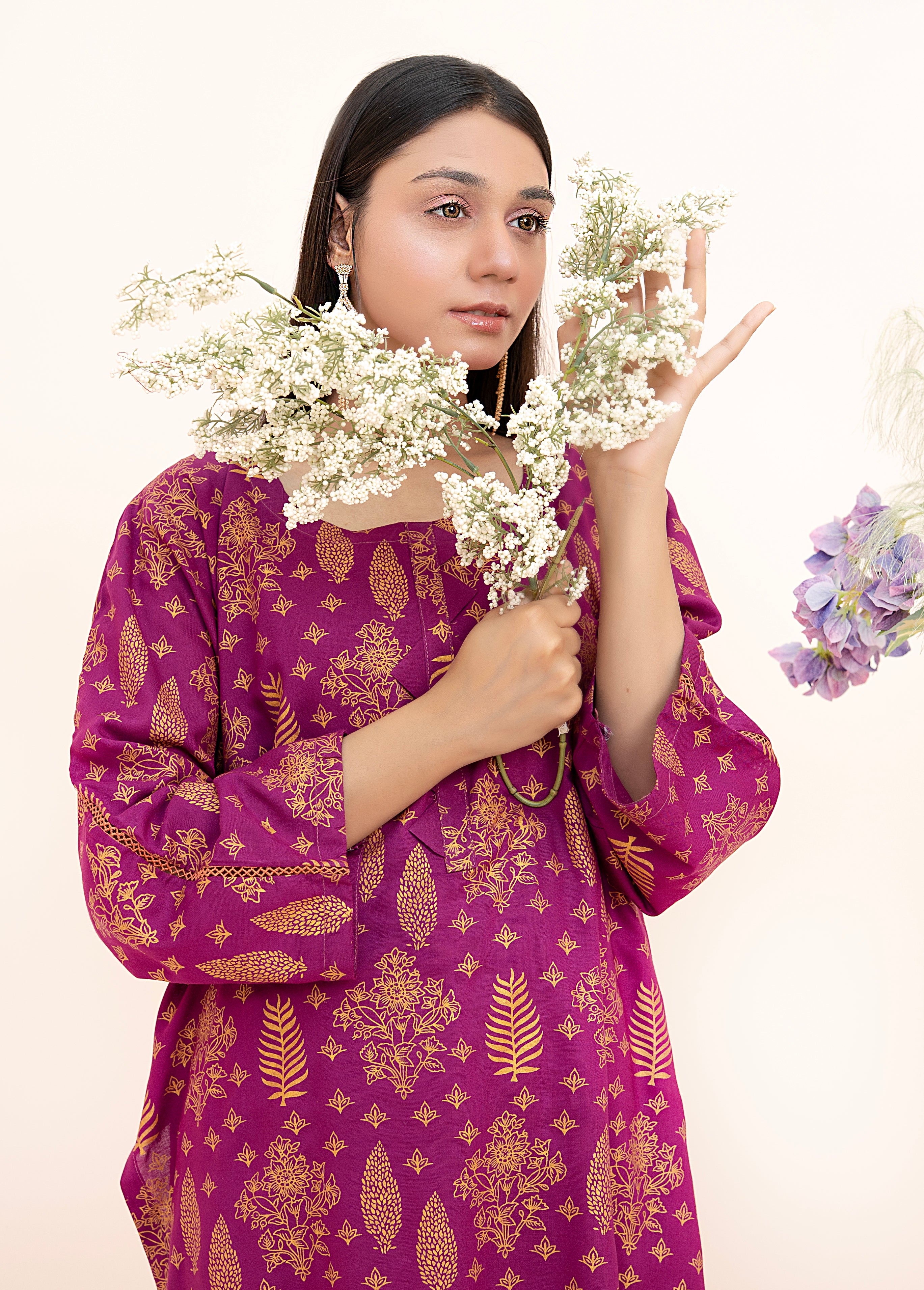 arabic lawn Co Ord Sets in Purple