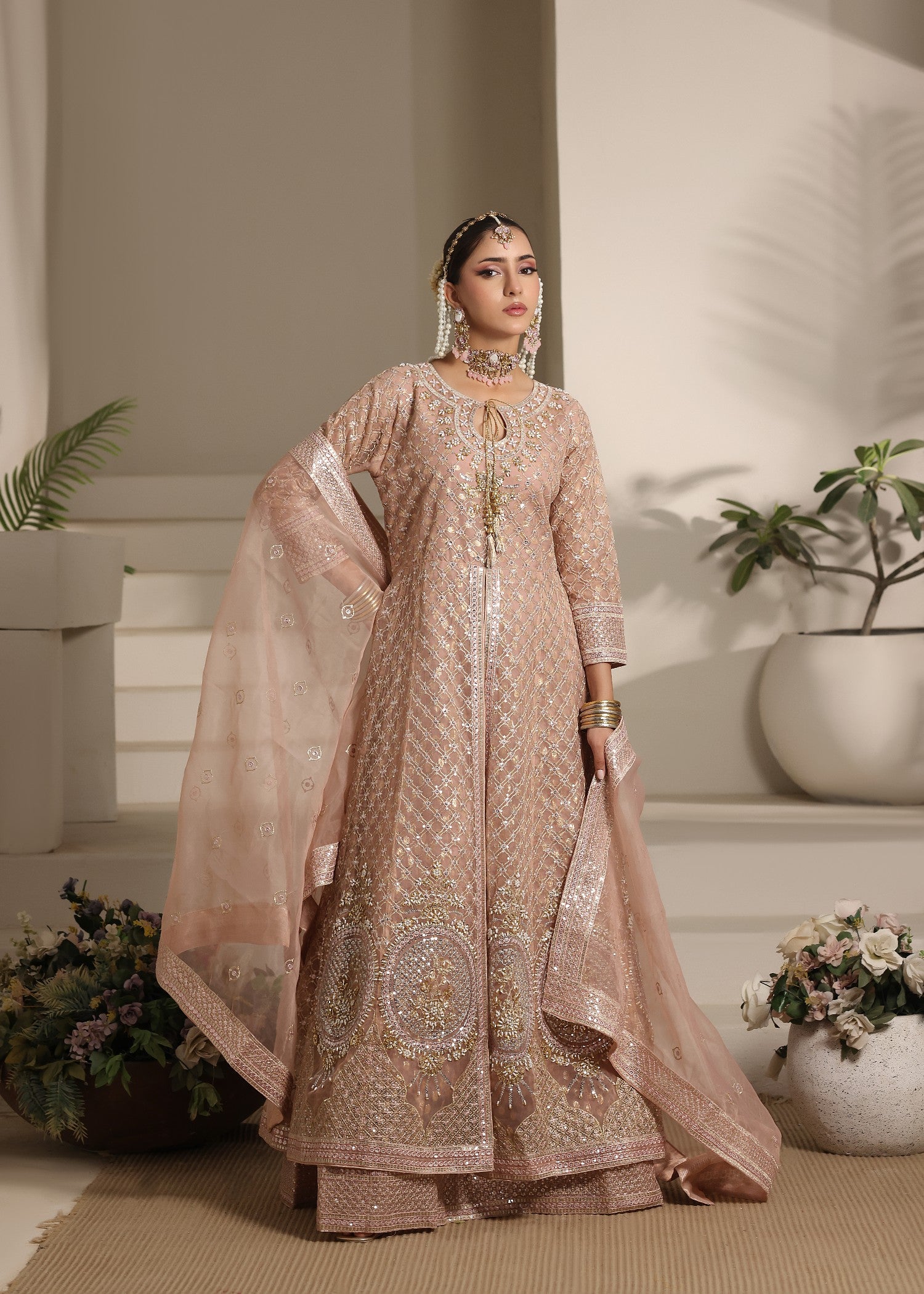 organza Maxi in Peach pink