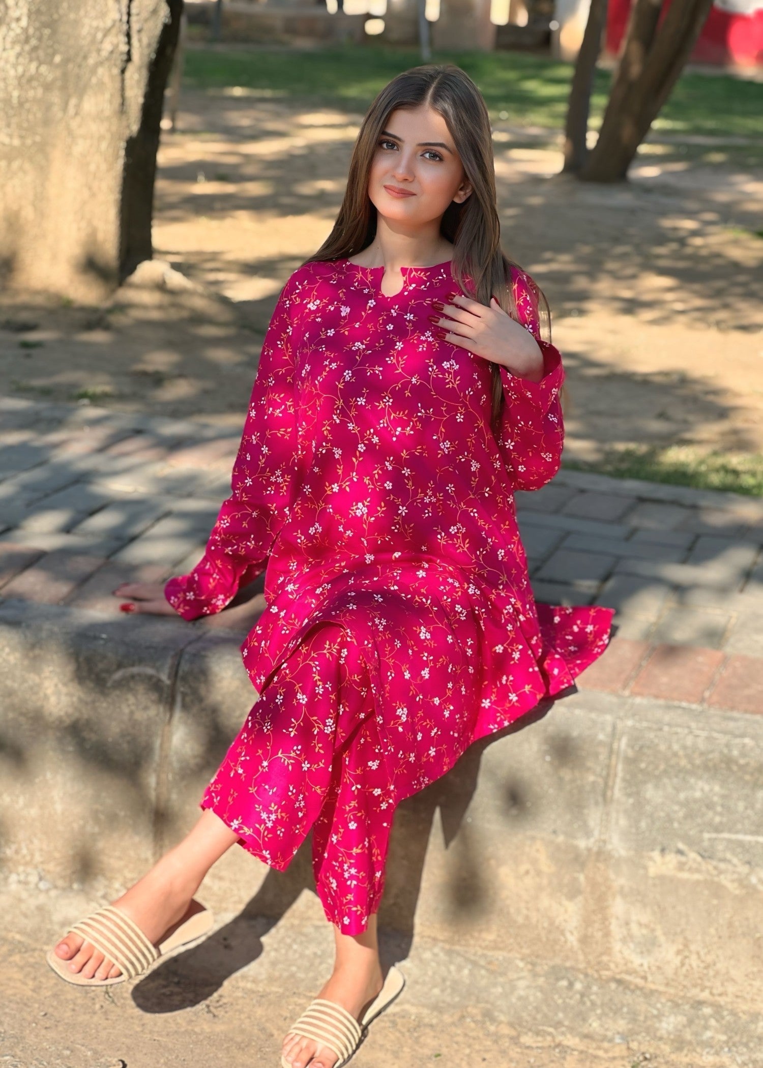 linen Co Ord Sets in Hot pink
