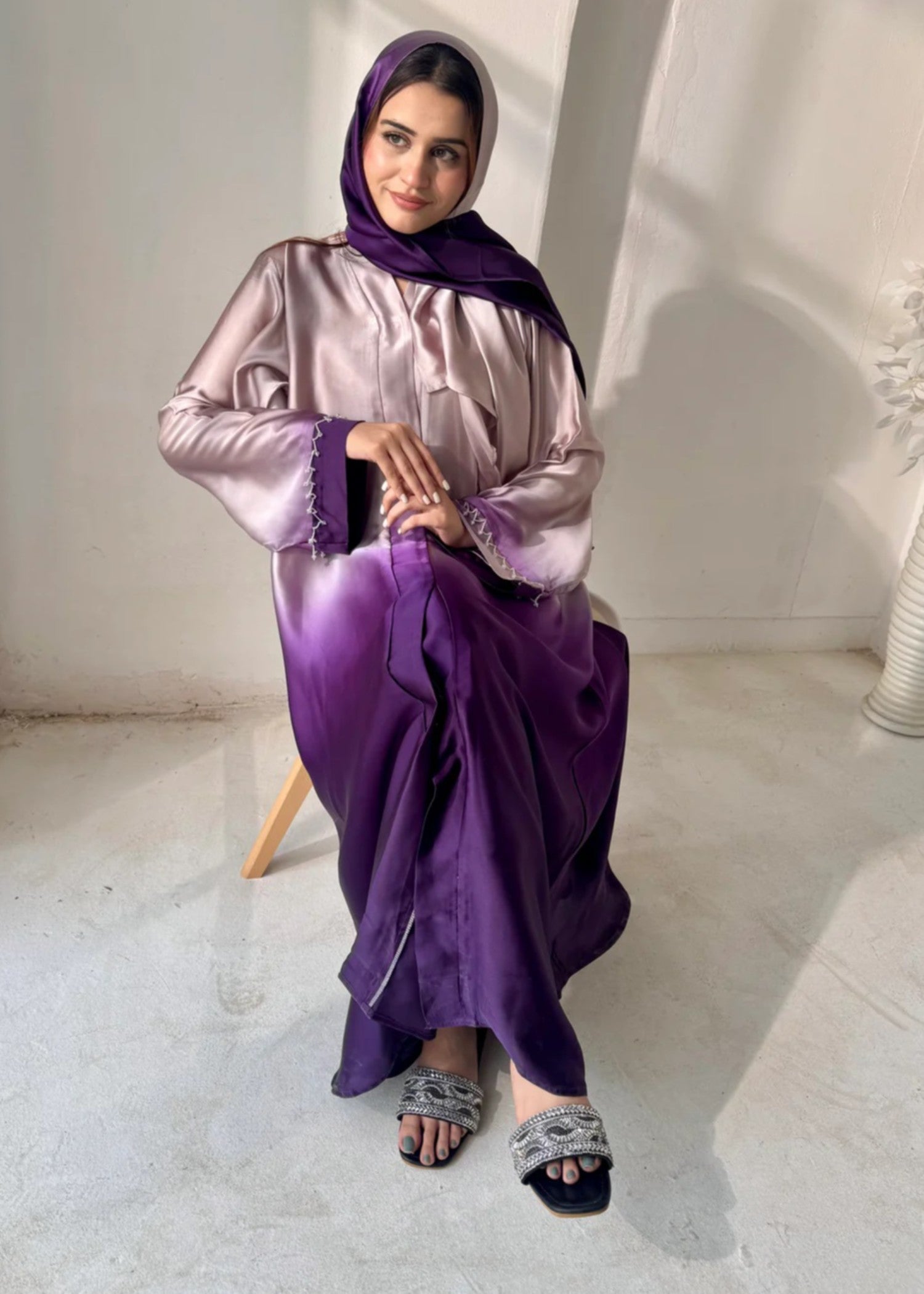 silk Abaya in Purple