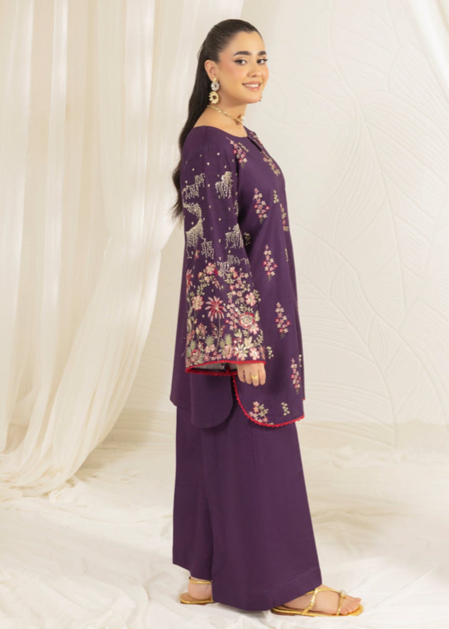cotton dobby Kurta Set in Purple