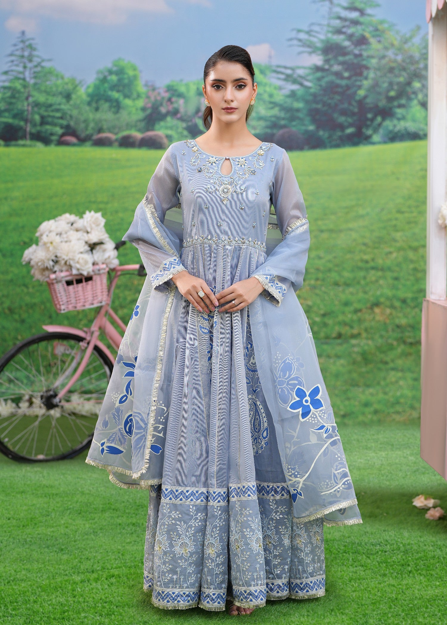 masuri Pishwas in Sky blue