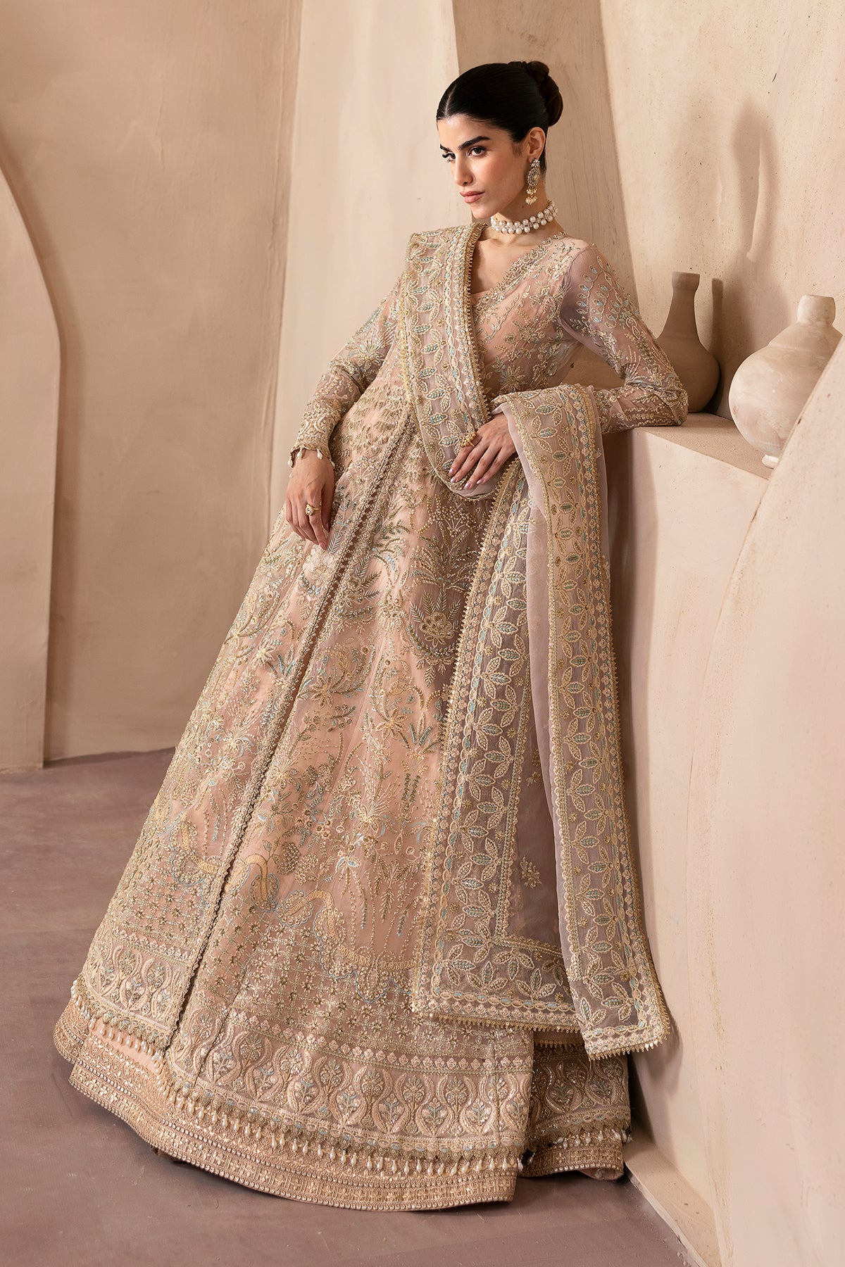 organza Gown in Peach orange