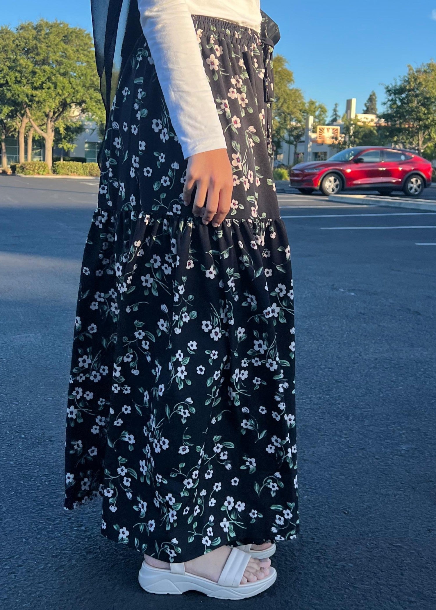 twill viscose Skirt in Black