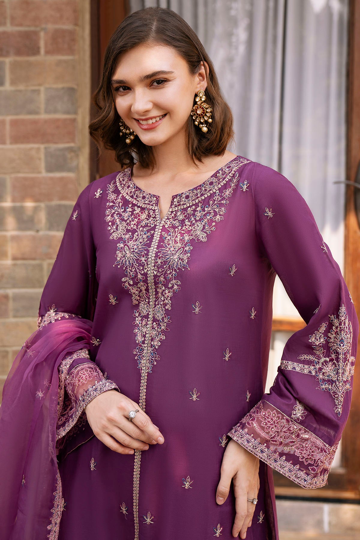 lawn Kurta Set in Royal amethyst