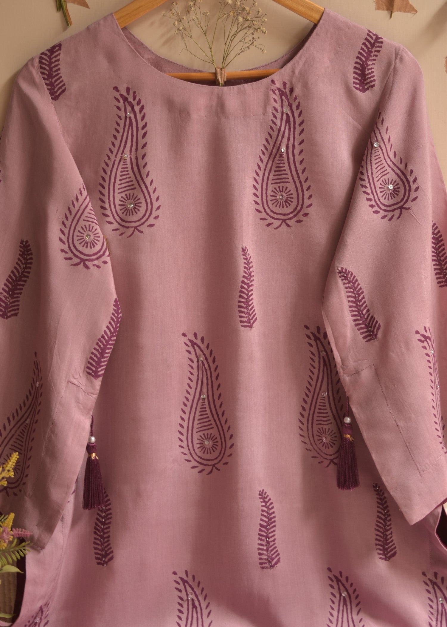 viscose Kurta Set in Mauve pink