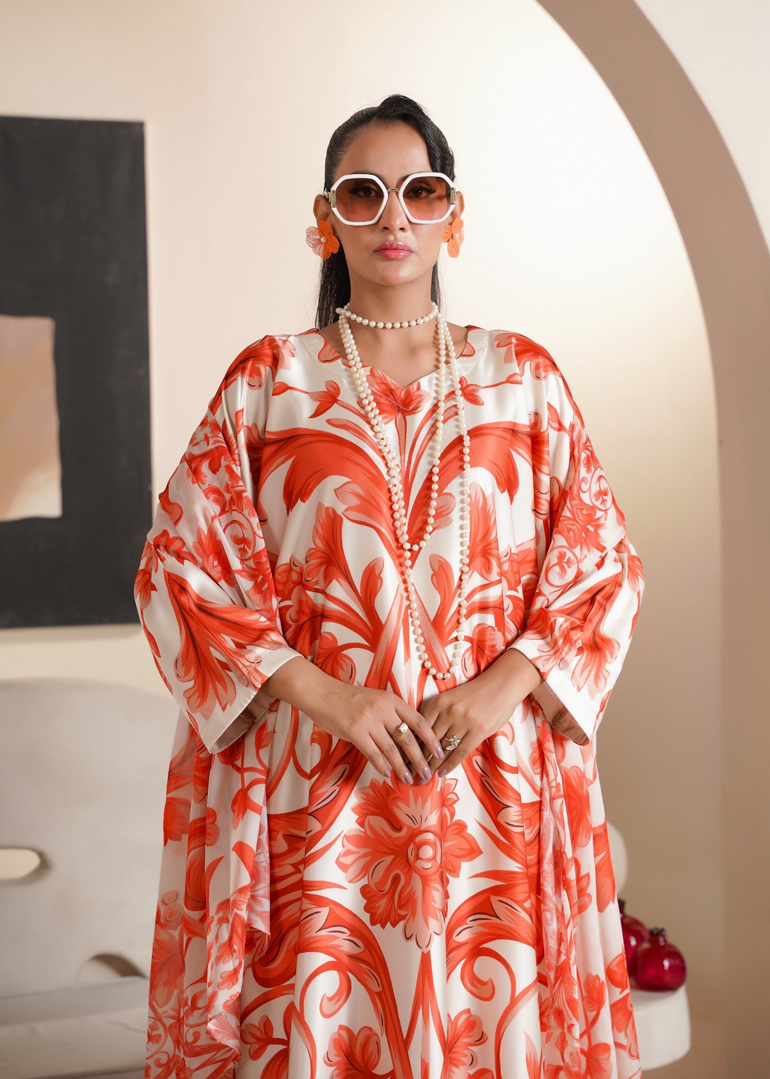 silk Kaftan in Orange