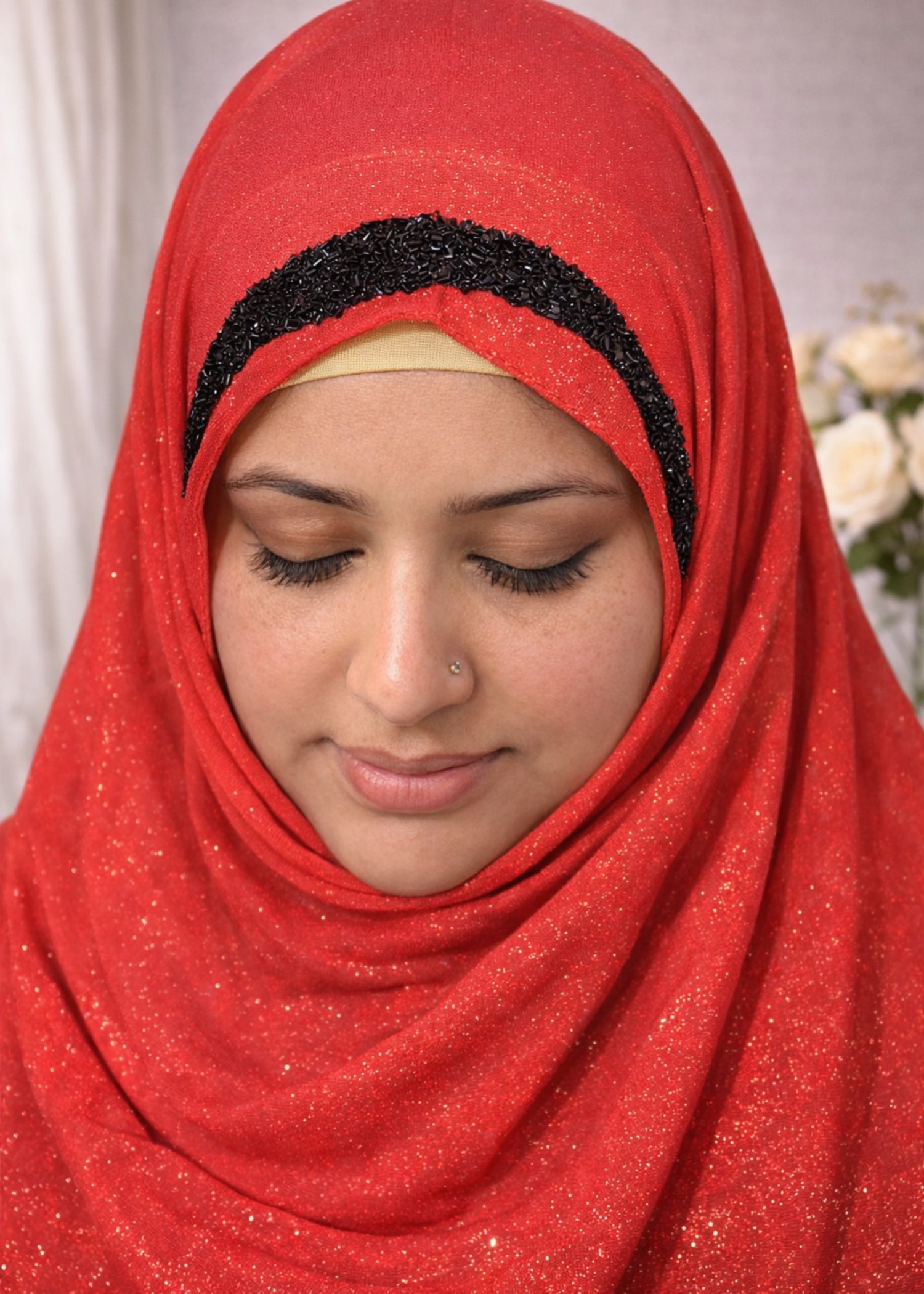 georgette chiffon Hijab in Fire red