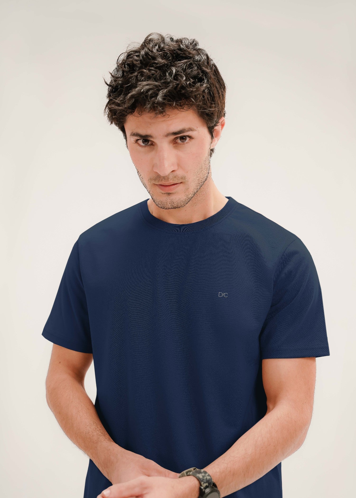 cotton T Shirt in Navy blue