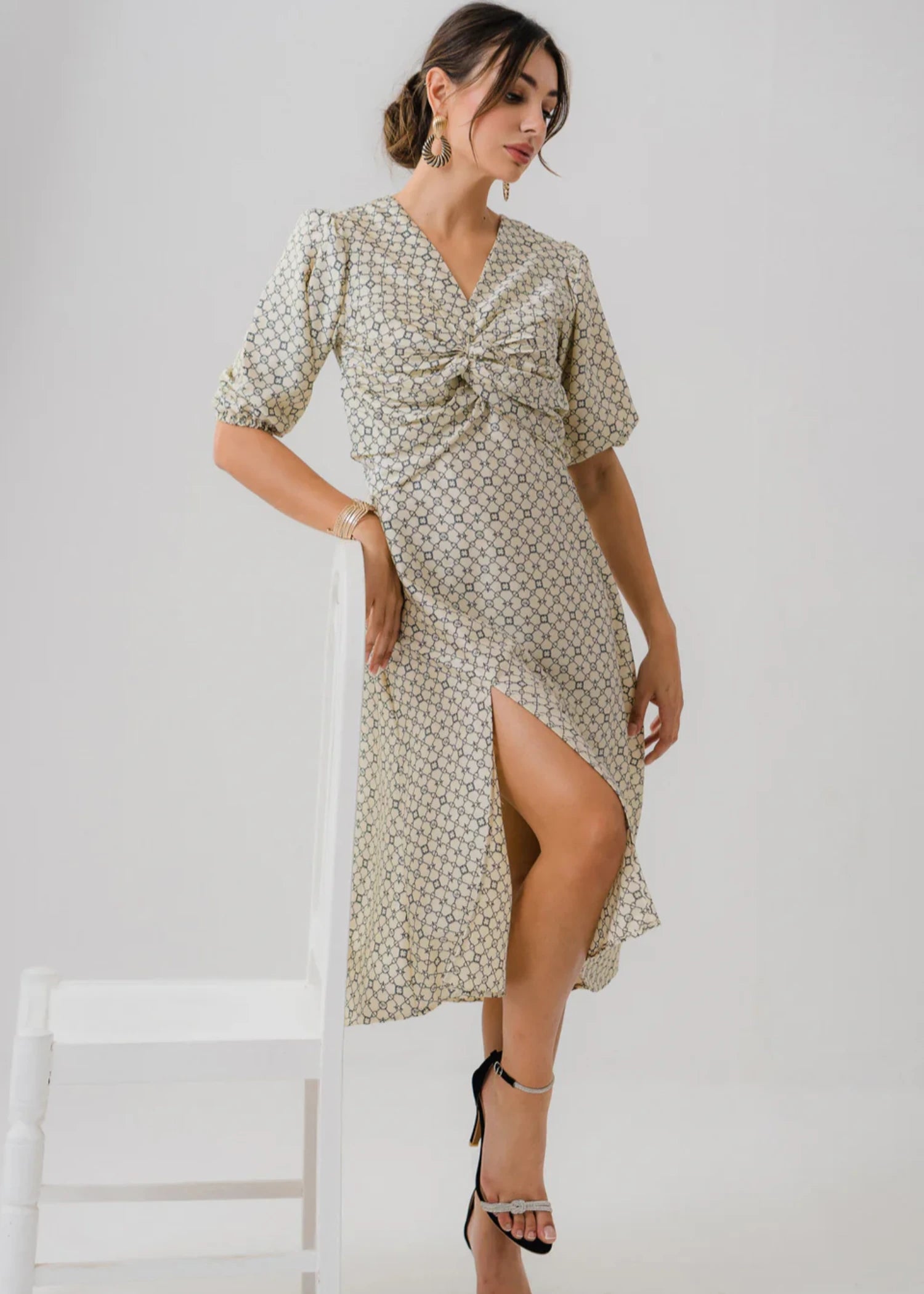 polyester Dress in Ivory