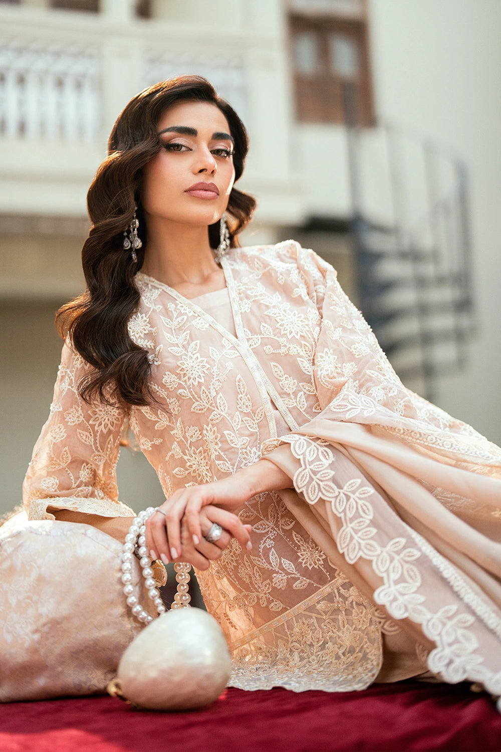 raw silk Kurta Set in Peach pink