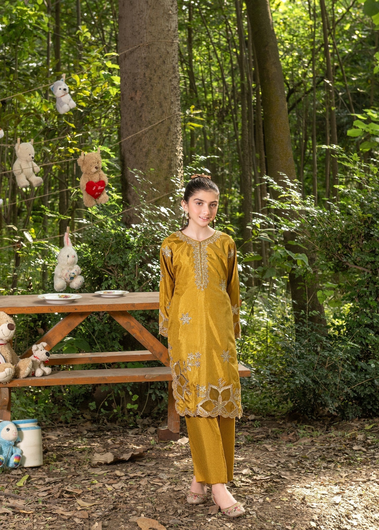 raw silk Kurta Set in Mustard