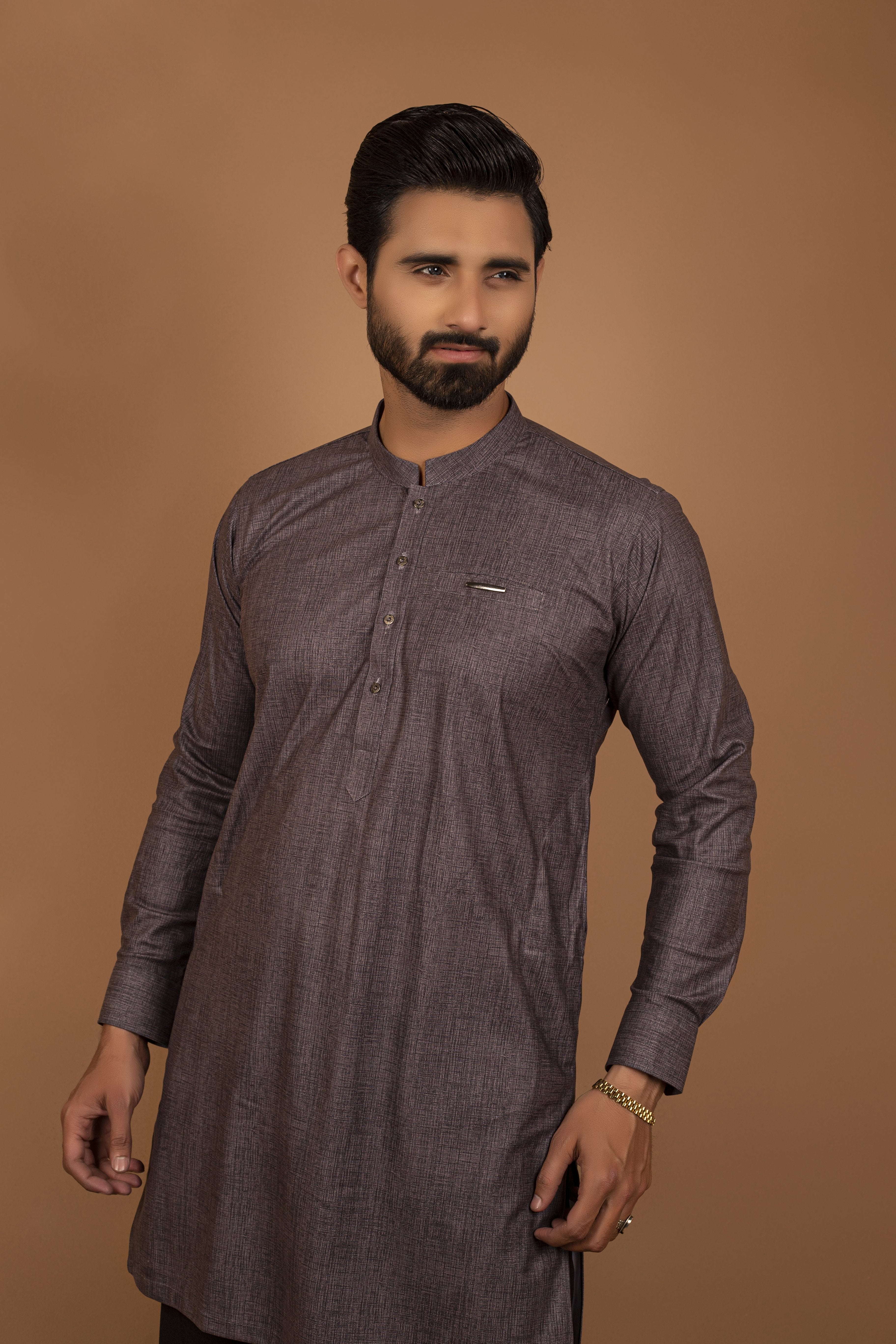 cotton Kurta Set in Dark grey