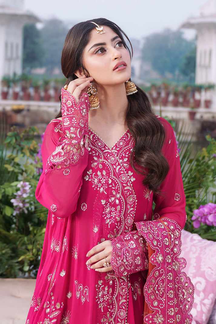 organza Angrakha in Hot pink