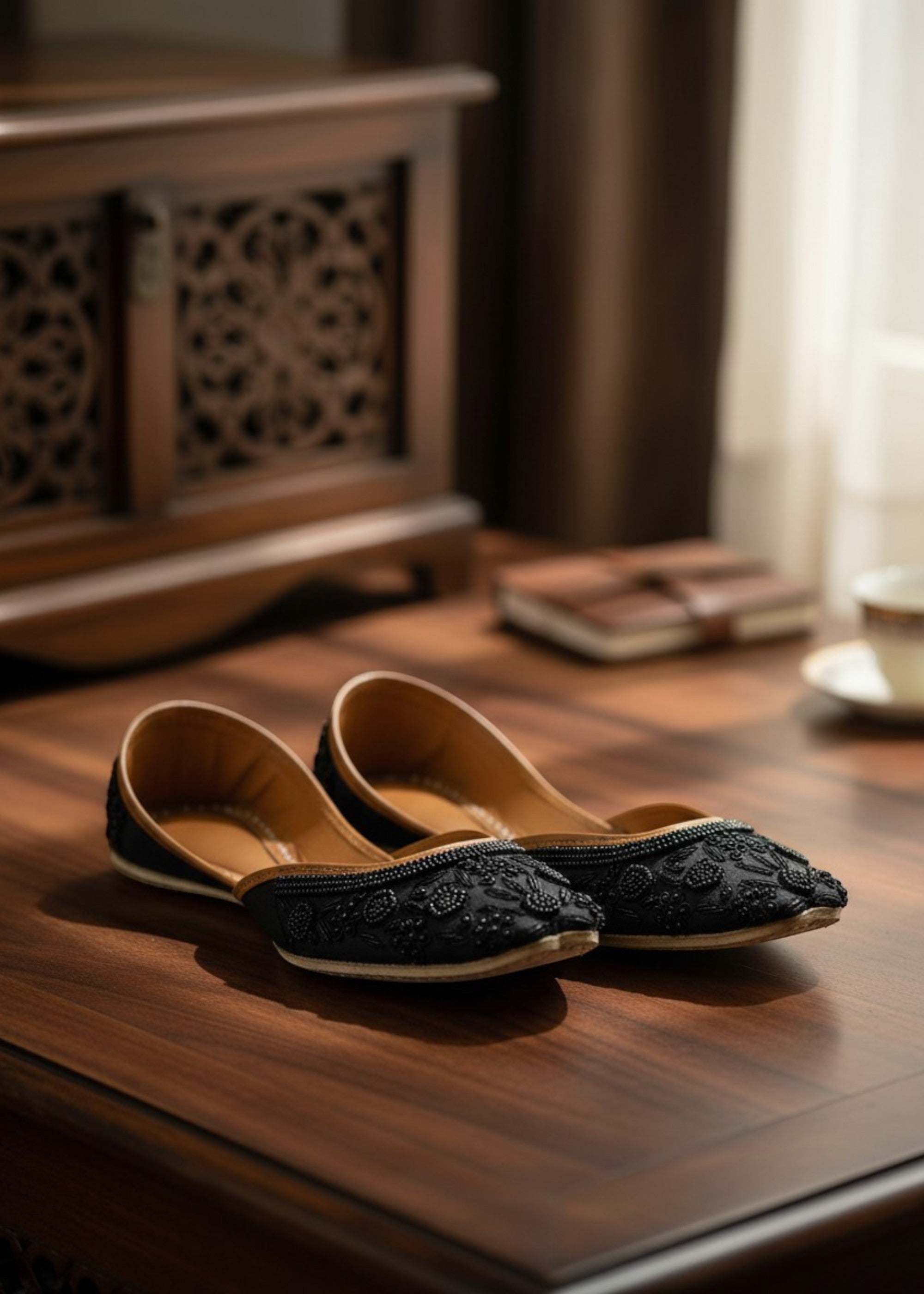 Khussa in Black by - High Quality Women Khussa NBD3837