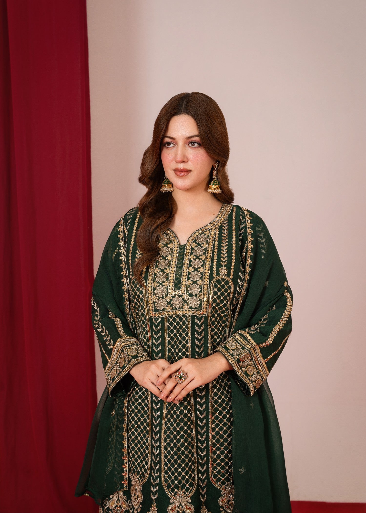 chiffon Gharara in Green