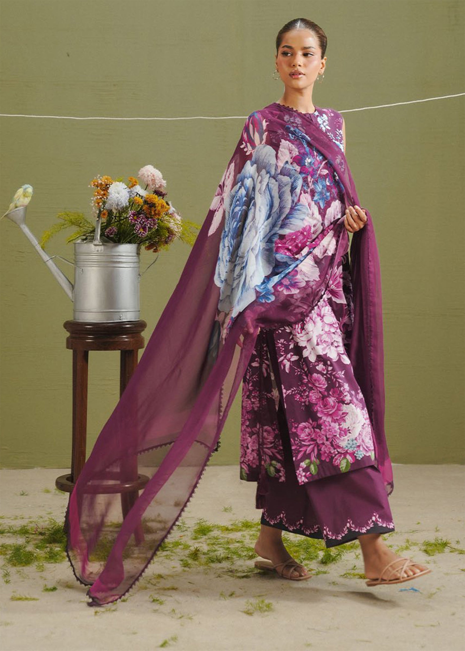 lawn Unstitched in Mulberry