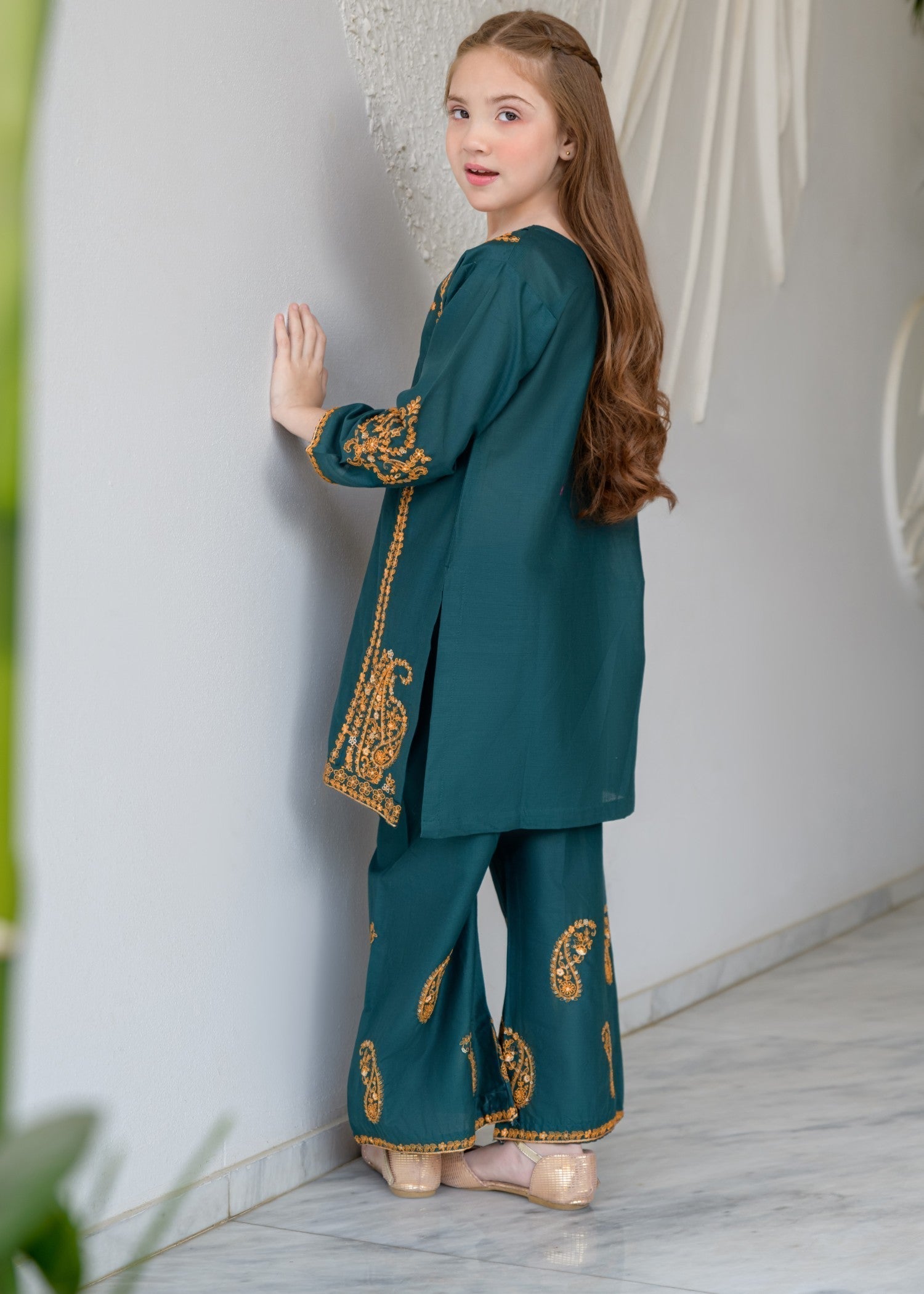 cotton Kurta Set in Teal