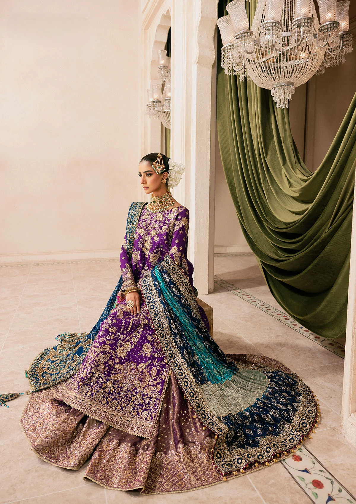 medium silk Gharara in Purple heart