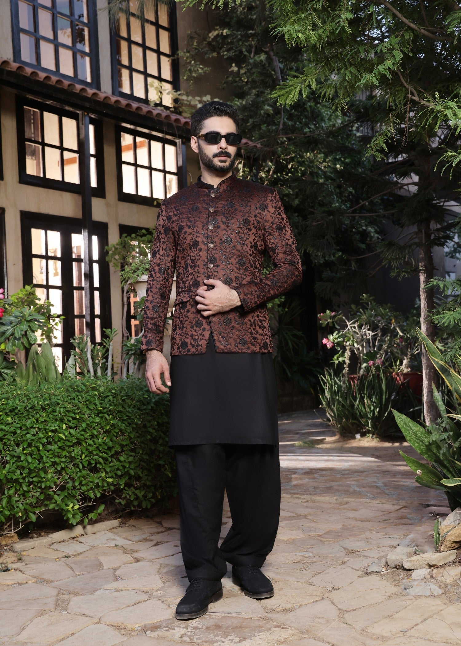satin Prince Coat in Brown