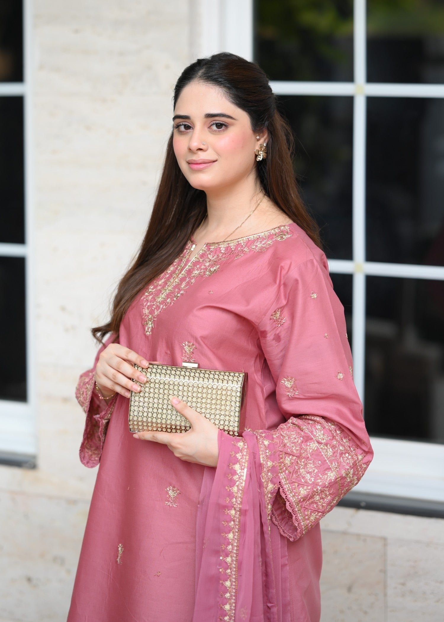cotton Kurta Set in Salmon pink