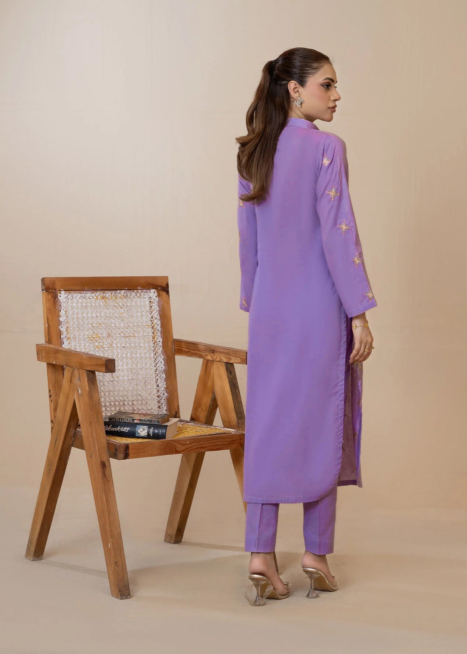 cotton Kurta Set in Lilac