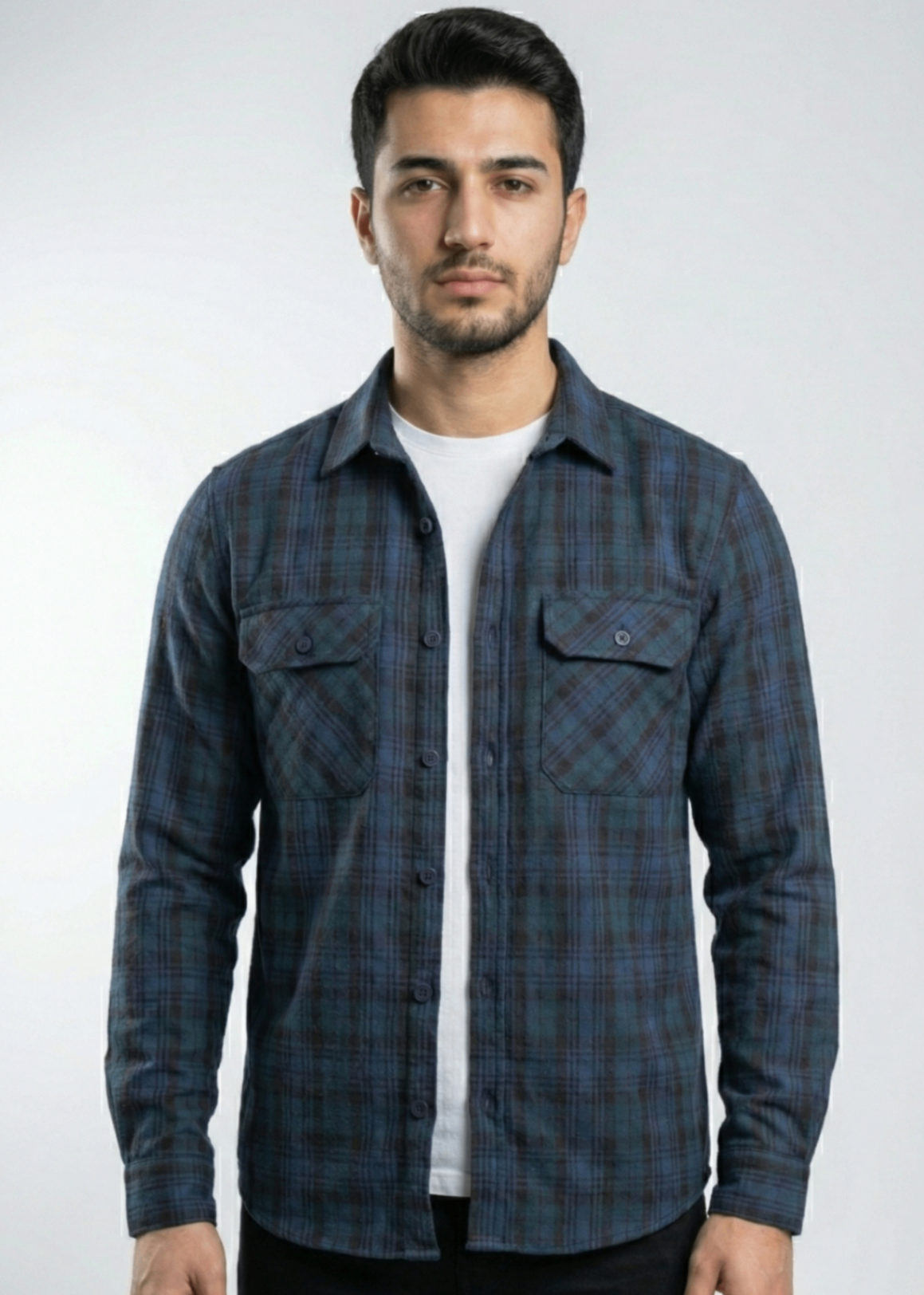 flannel Casual Shirt in Blue by Pinstripe