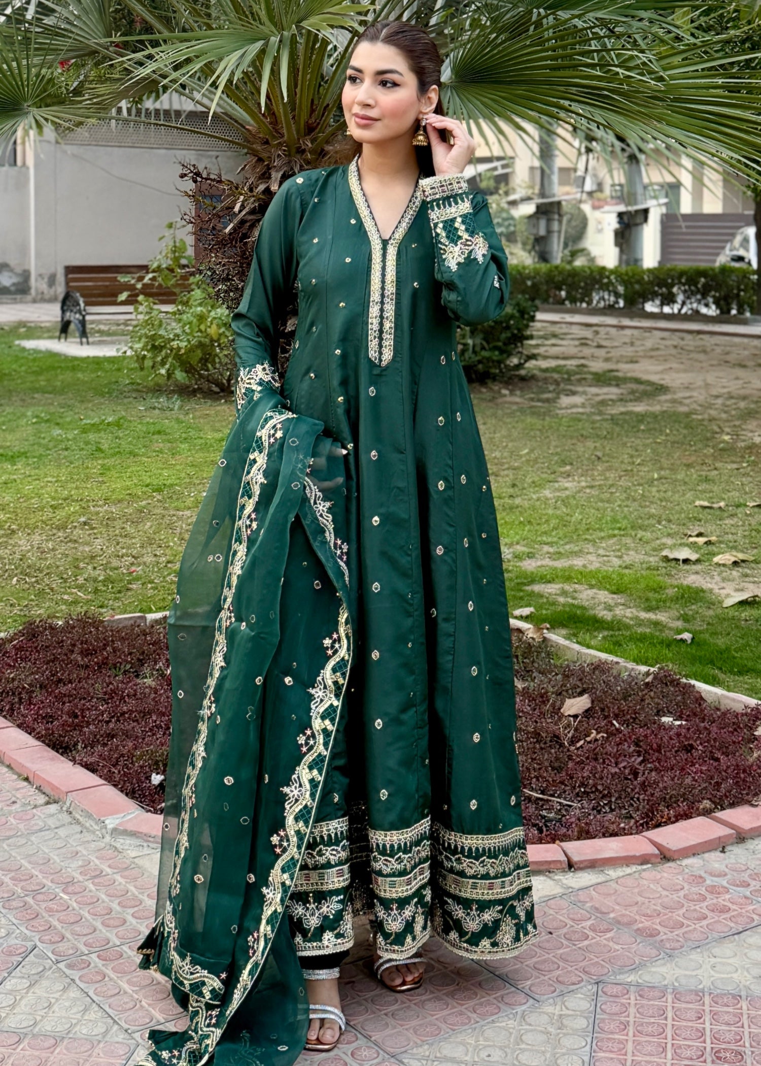 silk Maxi in Bottle green