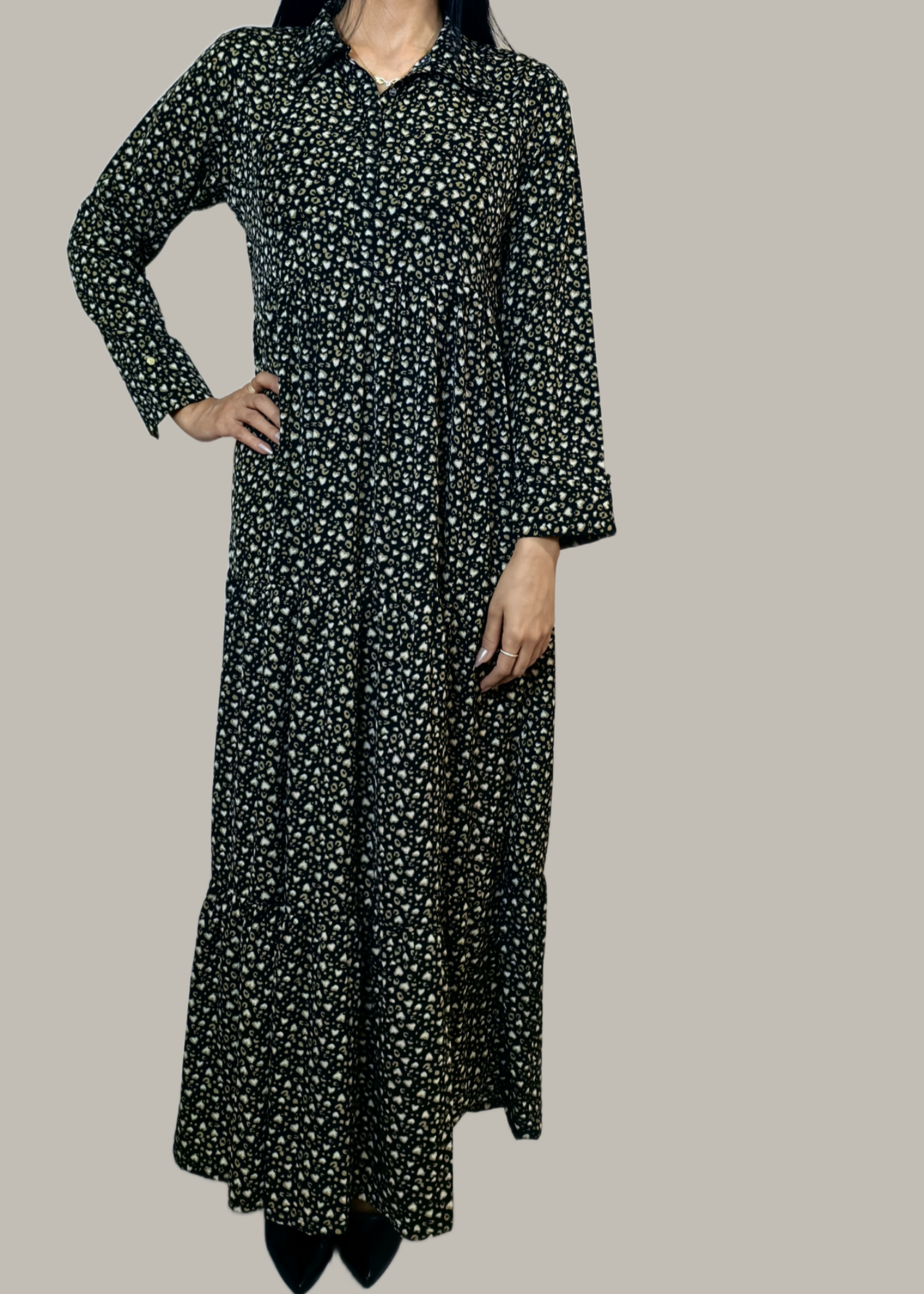 georgette Maxi in Black, ebony