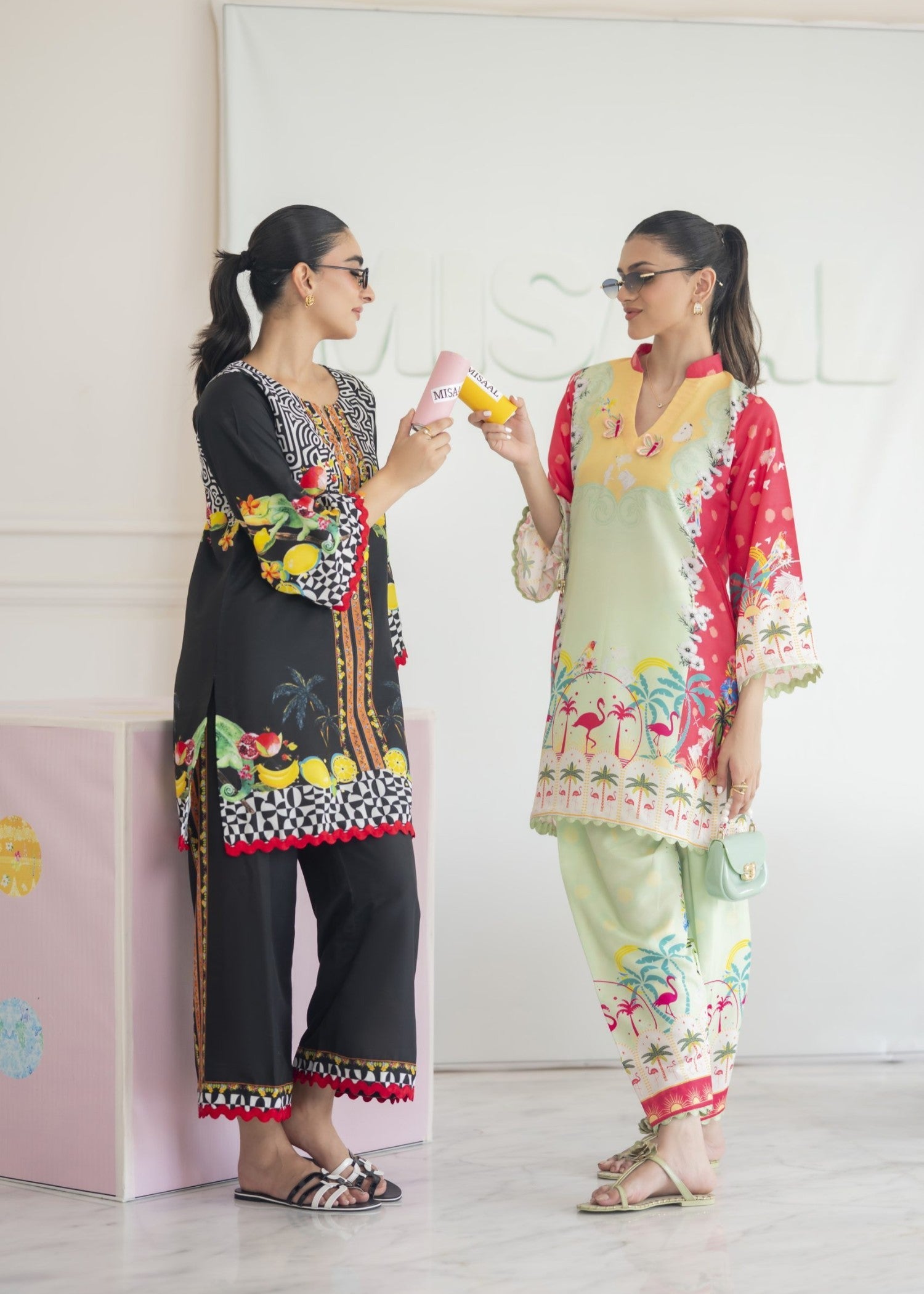 swiss lawn Co Ord Sets in Black
